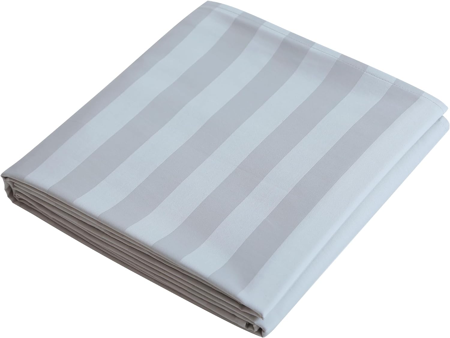Sábana encimera de tamaño matrimonial, 400 hilos, 100% algodón egipcio, sábana encimera de algodón blanco satinado a rayas, resistente a las