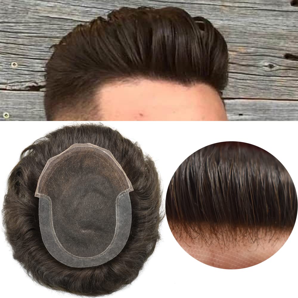 Transparente Super Delgado Encaje Francés Toupee Hairpieces Cabello Humano Sistema De Reemplazo De Cabello Para Hombre Pieza De Cabello Para Hombre