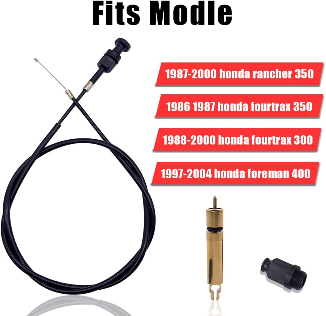 Kit de émbolo de cable de estrangulador y válvula de arranque compatible con Honda TRX350 Rancher 350 Fourtrax 300 350 Foreman 400 Choke Cable