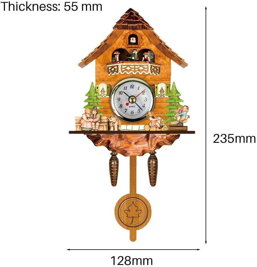 Reloj de cuco antiguo de madera cuco Birdhouse reloj de pared decoración del hogar reloj de cuco colgante de campana oscilante automática péndulo