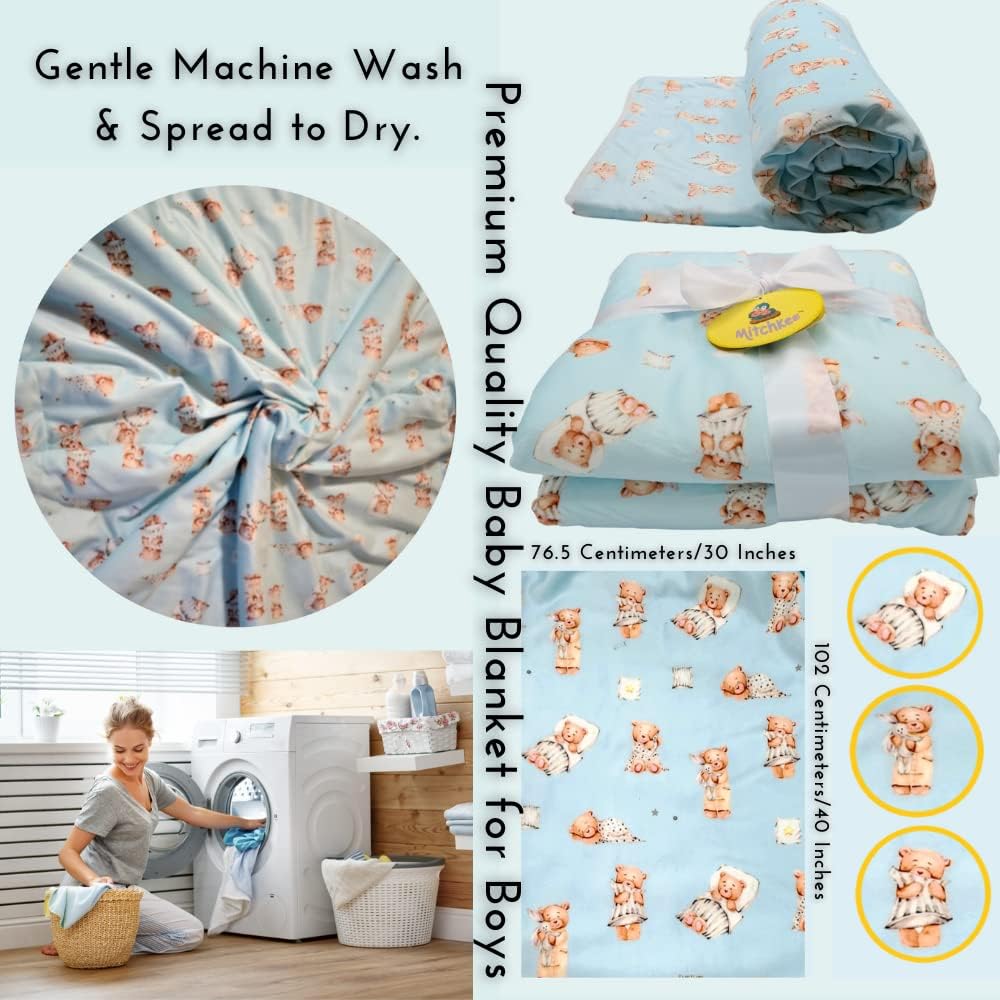 Mitchkee Manta de bebé, manta reversible de forro polar, cálida, suave y acogedora manta de felpa para cunas, cochecito, cama y sofá. Manta para