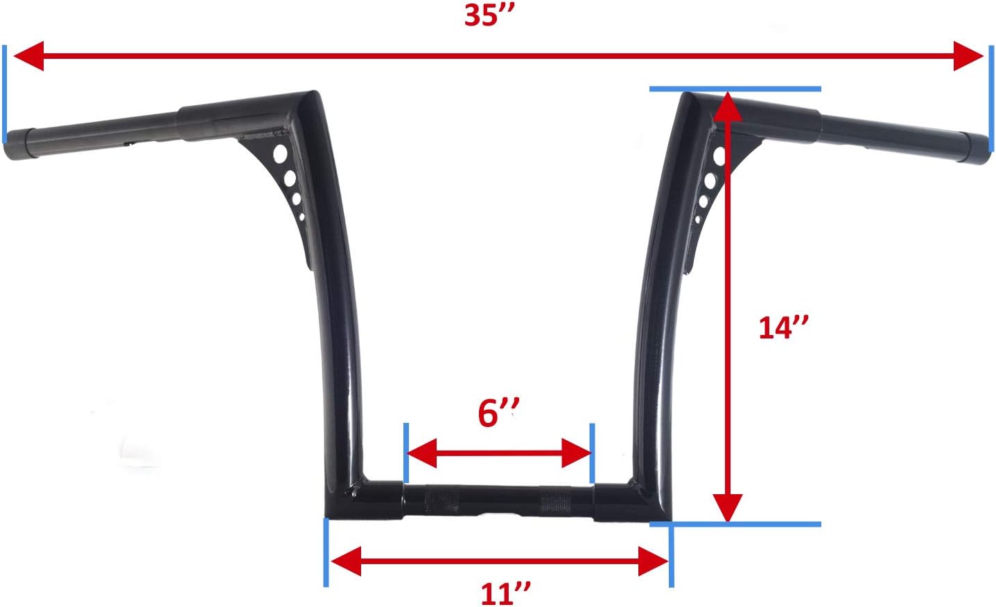 Manillar negro brillante de 14 pulgadas de altura de 1-14 pulgadas de murciélago Ape compatible con Harley Softail FLST FXST Sportster XL 883 1200