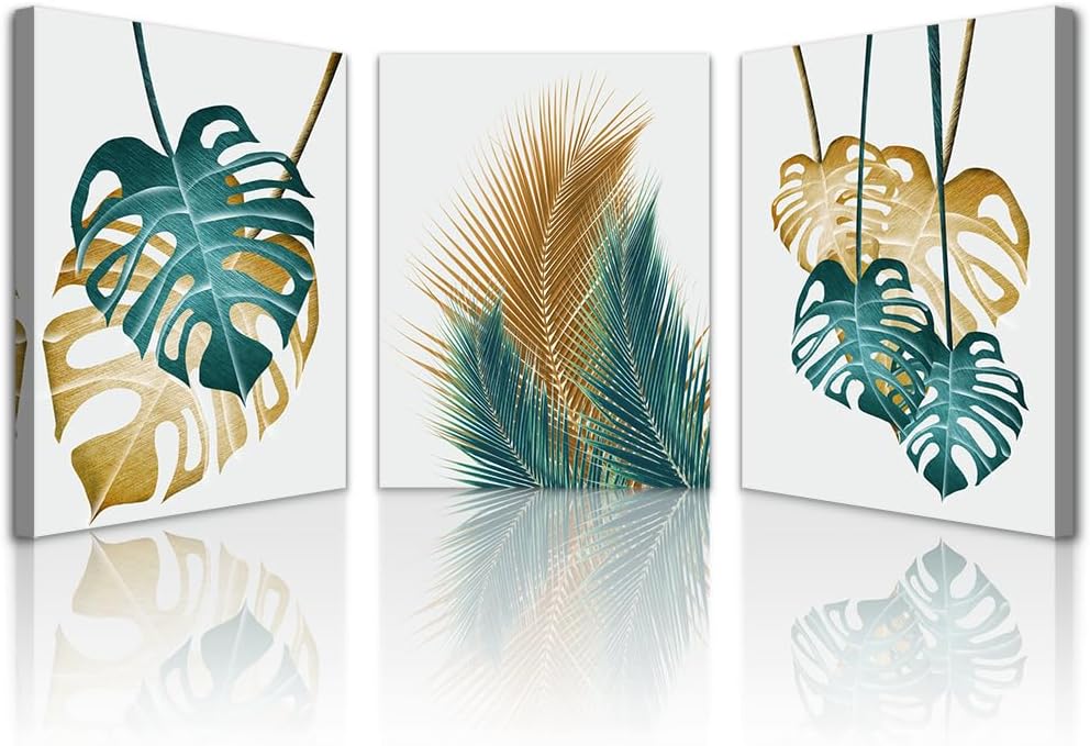 Lapremoly Canvas Wall Art For Living Room Wall Decorations For Bedroom Kitchen Dining Room Wall Decor Abstract Leaves Wall Paintings Office Wall