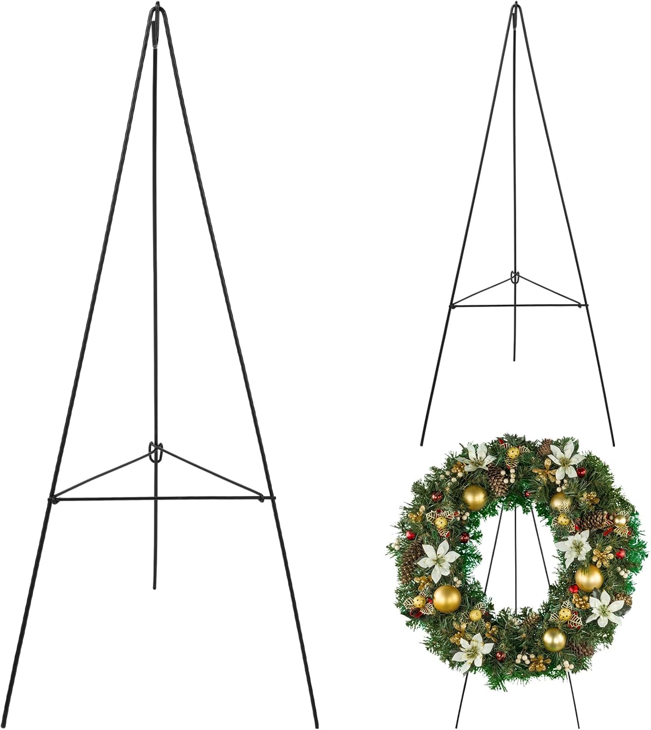 Soaoo Paquete de 2 soportes de corona de Navidad, caballete de metal para cementerio, tumba, soporte de corona de lápida para lápida, decoración de