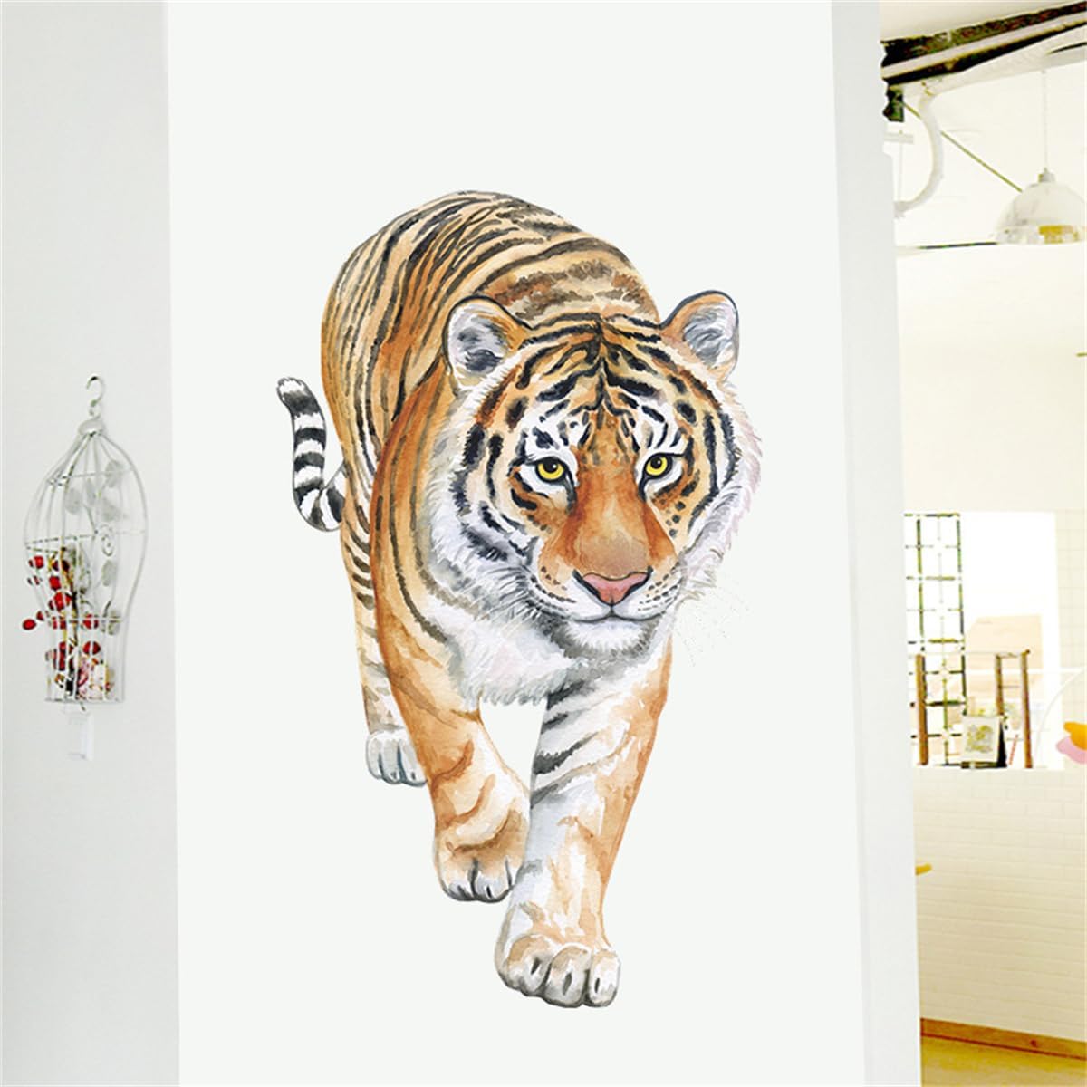 Calcomanías de pared de tigre grande, animales de la selva, el rey del bosque, calcomanías de pared extraíbles para pared de habitación de niños,