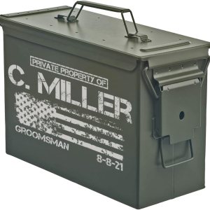 Caja de almacenamiento de latas de munición grabada personalizada (30 Cal) Caja de almacenamiento de latas de munición grabada personalizada (30 Cal)