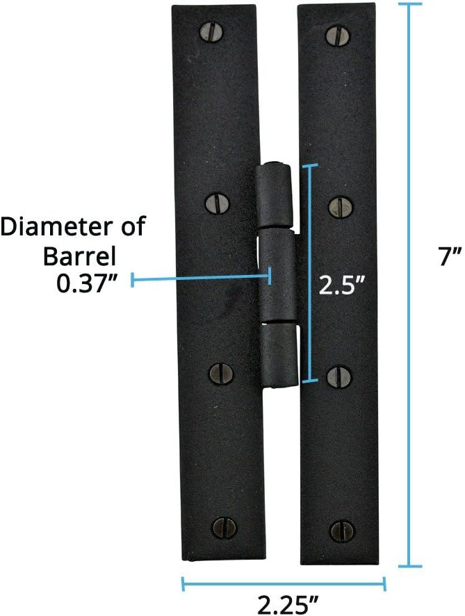 Renovators Supply Manufacturing H – Bisagras de gabinete de cocina de hierro forjado negro de 7 pulgadas con tornillos