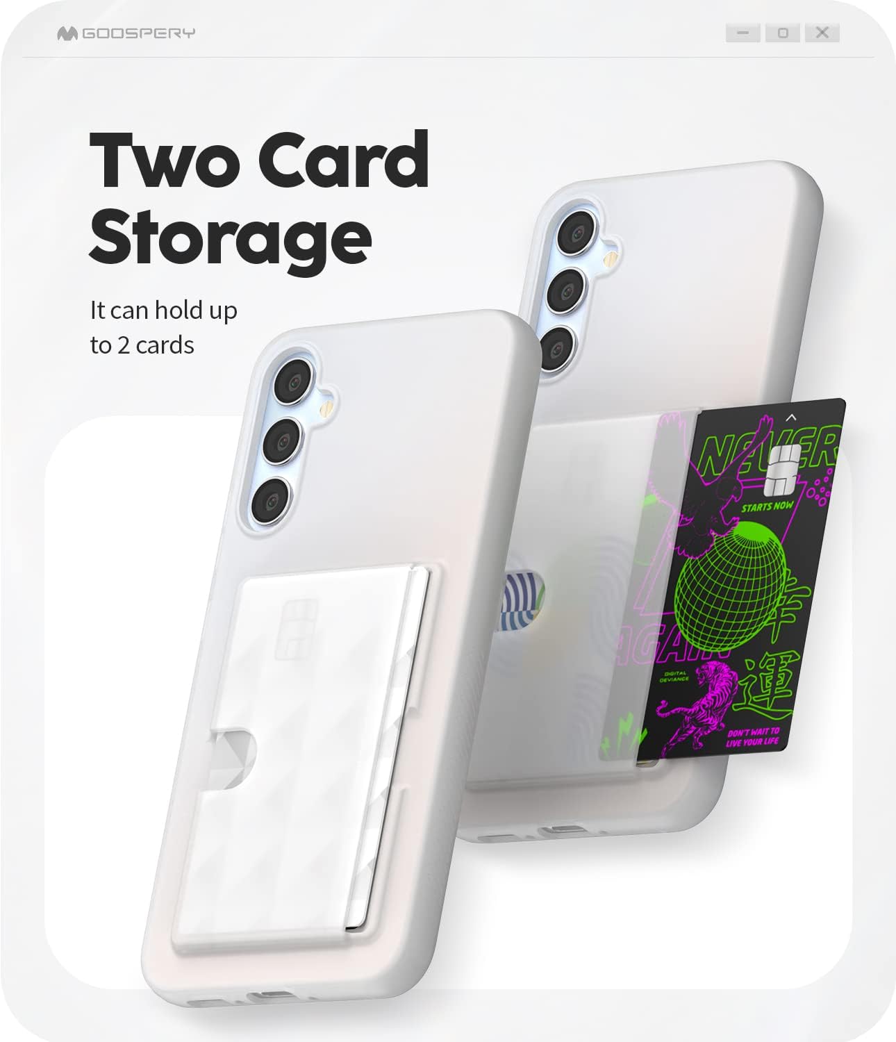 GOOSPERY Rail 2 – Funda para tarjetas con tarjetero compatible con Galaxy A34 5G silicona ligera + protección suave Soporte para tarjetas de