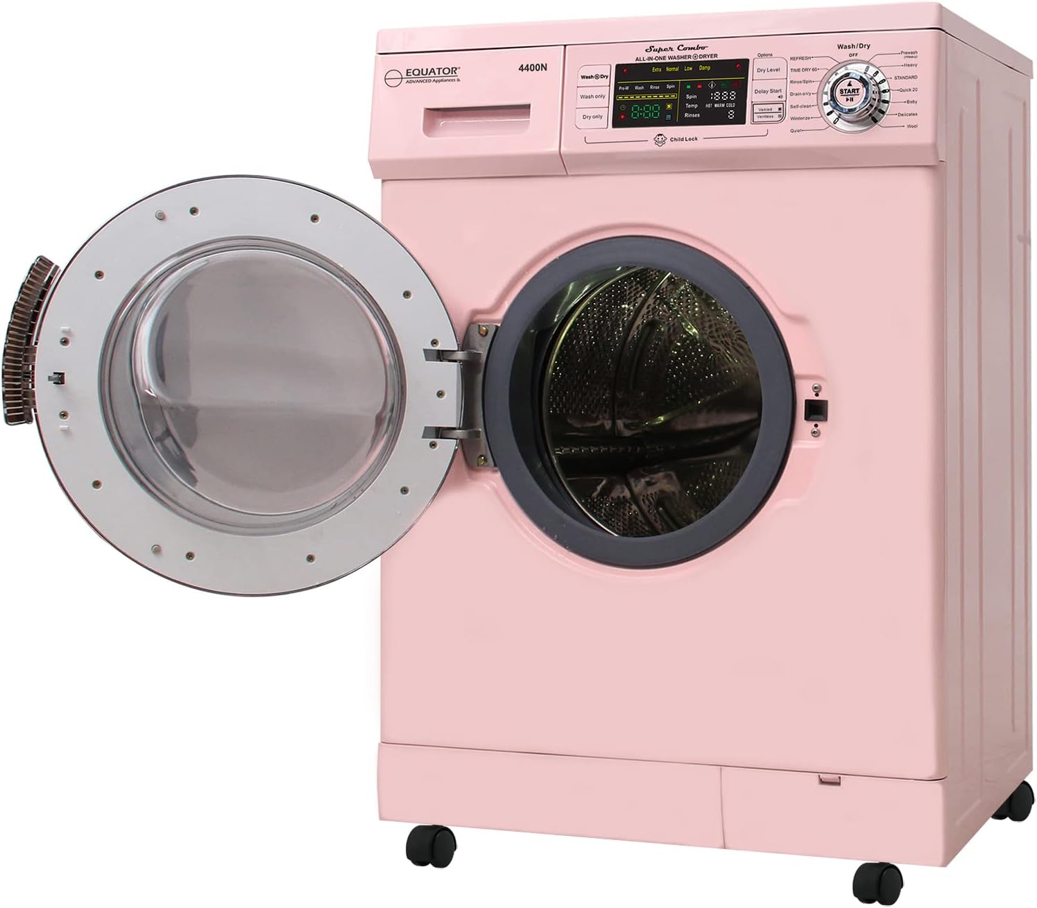 Equator ProCompact 110V VentiladoVentless 13lbs Combo Lavadora Secadora+Kit de Portabilidad (Rosa)