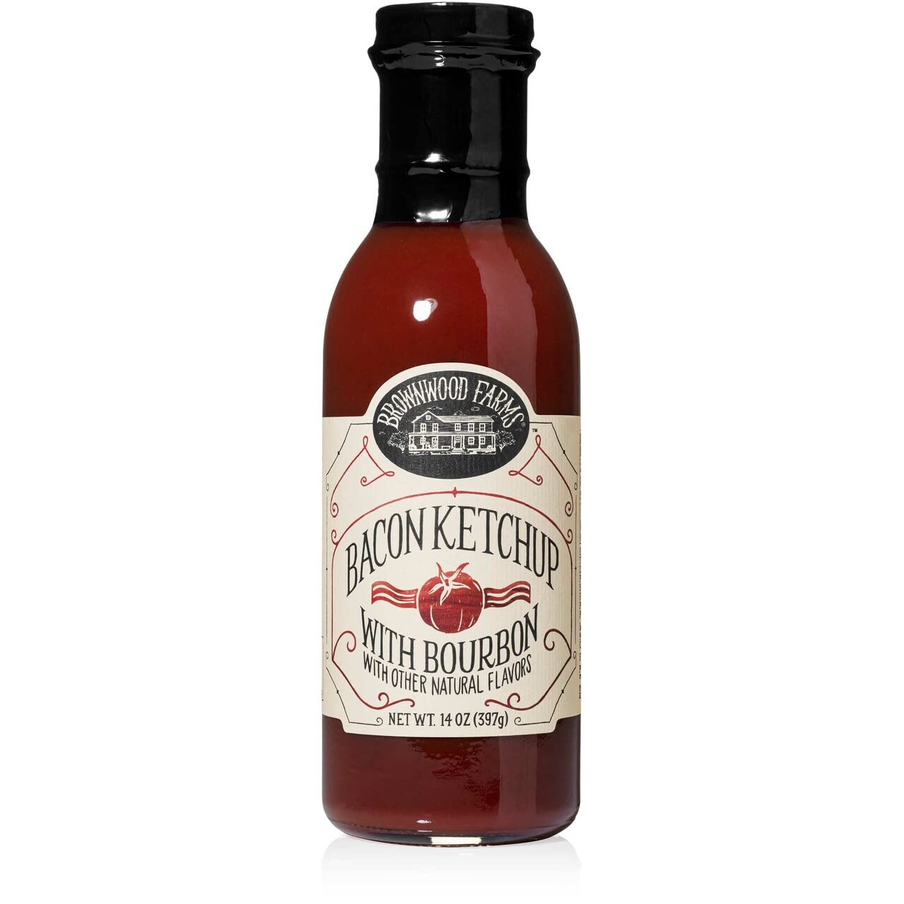 Brownwood Farms Bourbon – Ketchup con infusión de 2 unidades, botellas de 14 onzas (bacon)