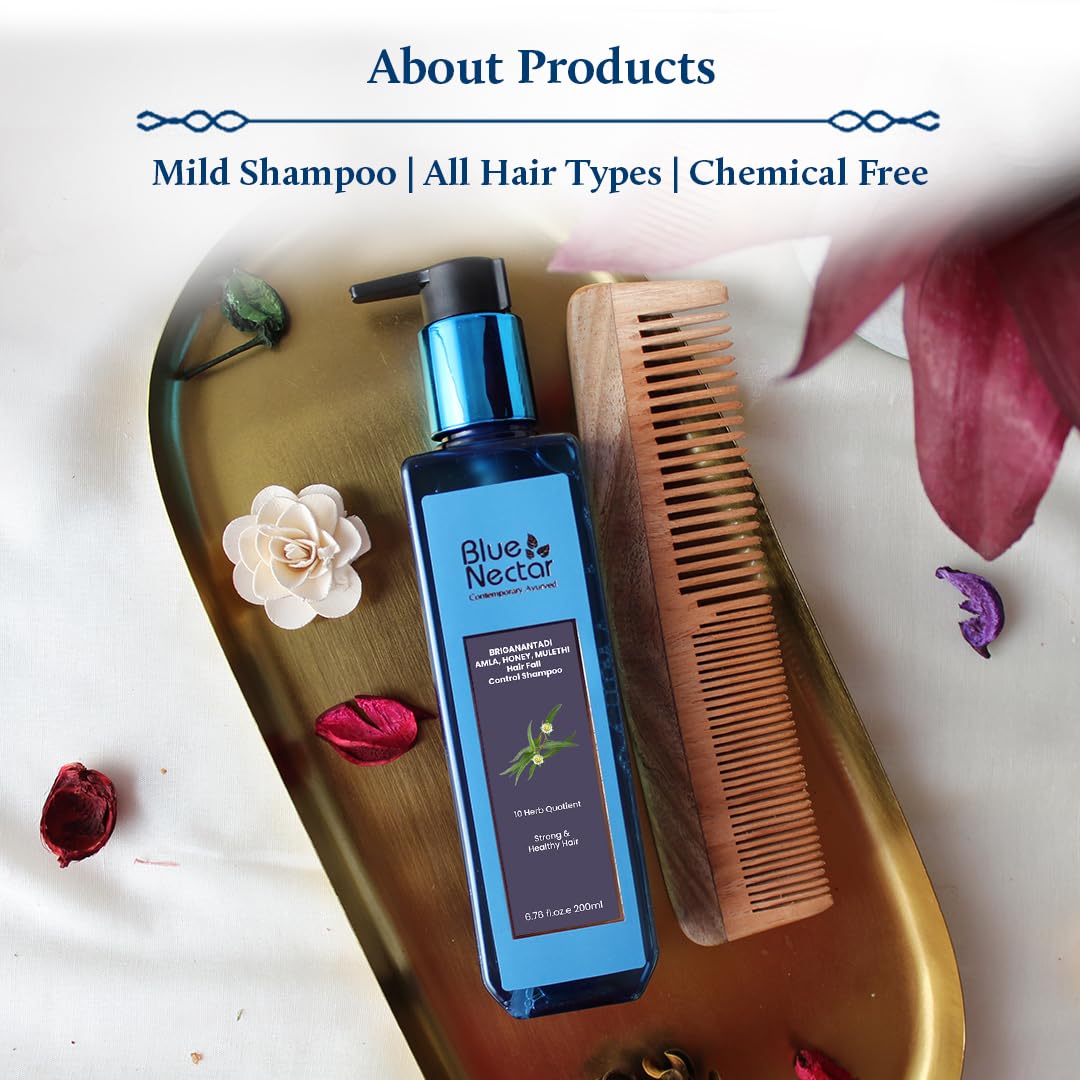Champú limpiador de cabello con control de caídas y cuero cabelludo saludable para cabello seco opaco y dañado (10 hierbas, 6.76 fl oz)