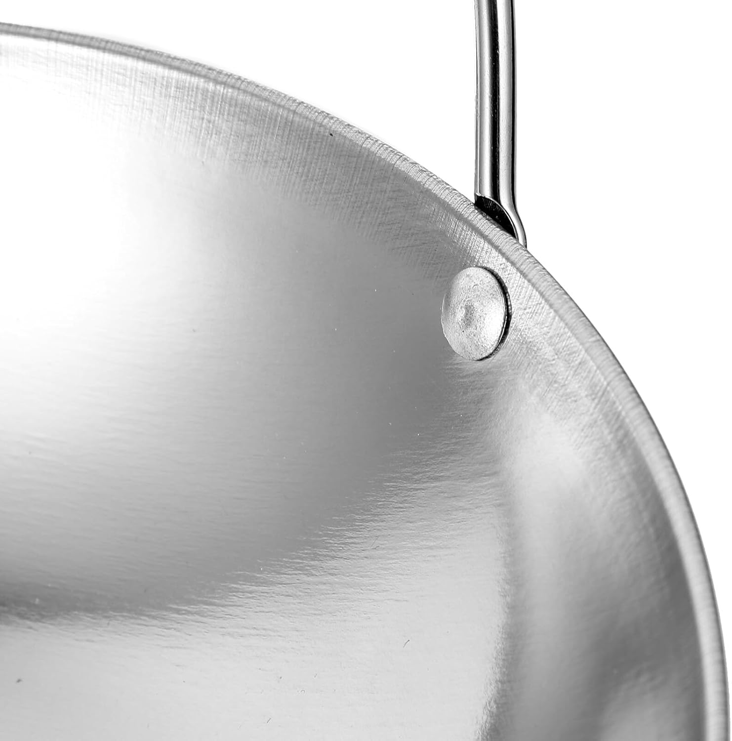 Kichvoe Wok Sartenes de acero inoxidable para freír Pow Stir Fry 2 piezas de fondo plano para uso diario con doble asa olla de cocina para placa de