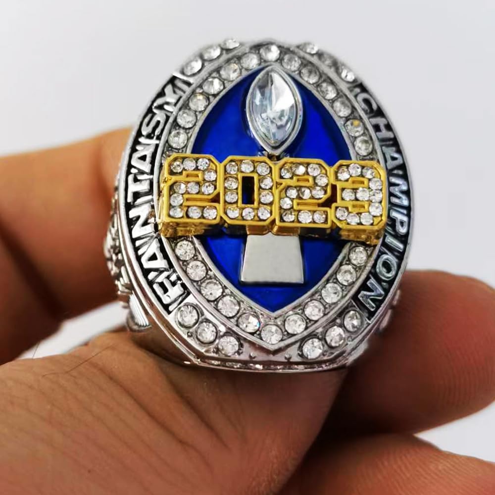 Anillo de campeonato de fútbol de fantasía 2023 Premio Trofeo Premio Deporte MVP ganador FFL League Champion Ring con caja