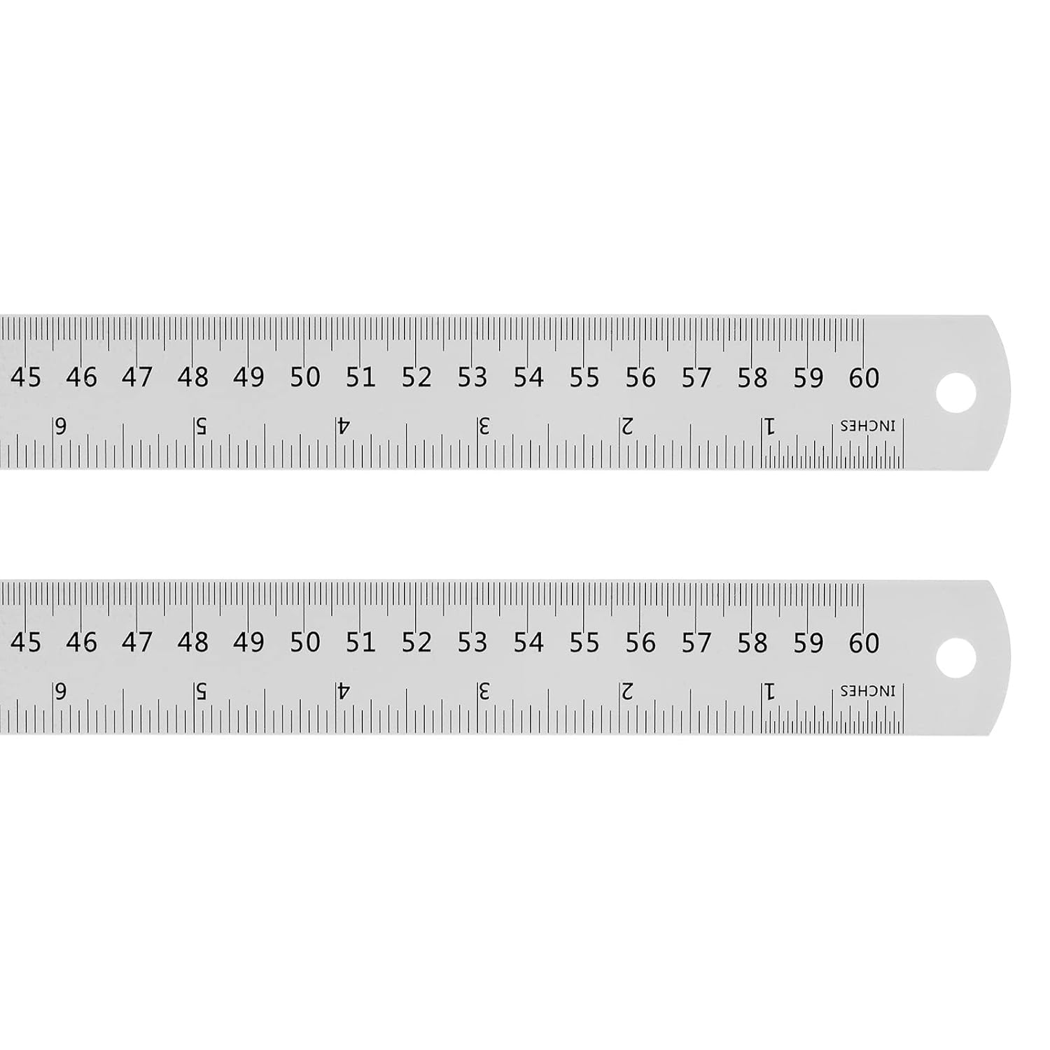 2 reglas de acero inoxidable de 24 pulgadas, 23.6 in, regla inglesa métrica con tabla de conversión, juego de reglas de metal pequeñas, regla de