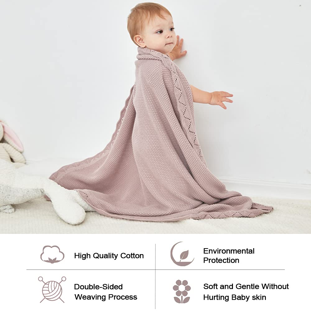YOYI YOYI Manta de algodón para bebé, manta de punto gofre, suave, cálida y transpirable, manta de recepción para niñas y niños, manta de recepción