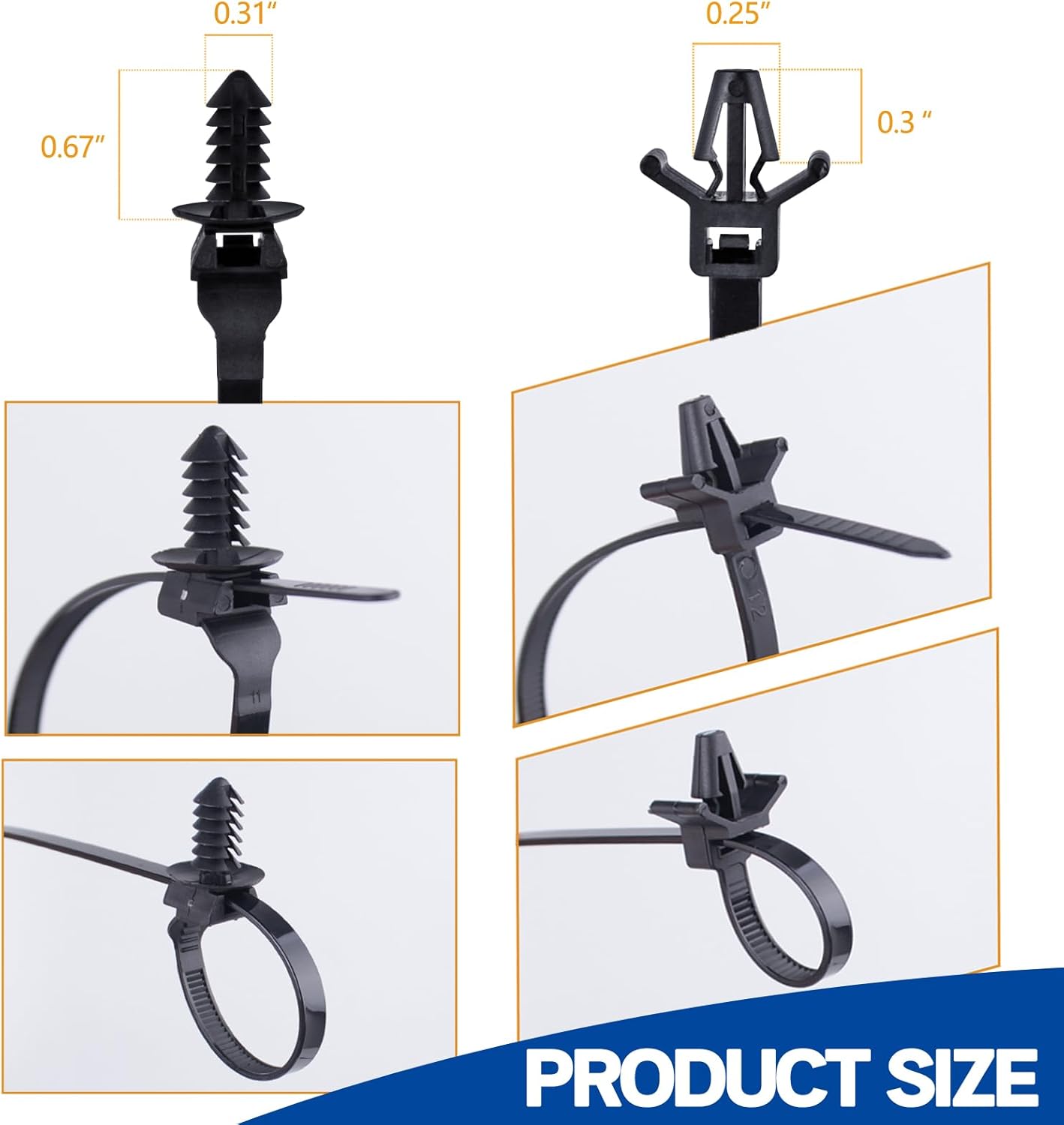 Xislet Brida universal para cables de montaje a presión con organizador de cables adhesivo, soporte de cable y cinta de arnés de cables, clips de