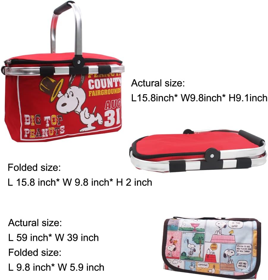 Finex Red Peants – Juego de pícnic, cesta de picnic plegable + tapete reutilizable para manta para camping, senderismo, conciertos al aire libre,