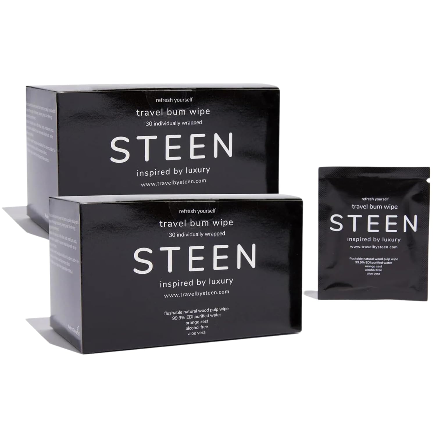 STEEN – Toallitas desechables para el baño, toallitas húmedas para inodoro, 2 cajas de 30 toallitas (60 en total), ingredientes naturales, para