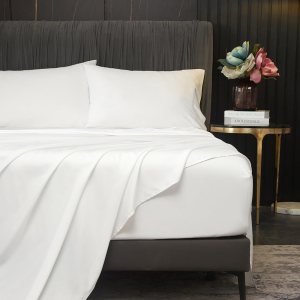 Juego de sábanas de 100 % rayón de bambú extra profundo de 18 a 24 pulgadas, juego de sábanas y fundas de almohada de rayón de bambú tamaño Queen, 4 Juego de sábanas de 100 % rayón de bambú extra profundo de 18 a 24 pulgadas, juego de sábanas y fundas de almohada de rayón de bambú tamaño Queen, 4