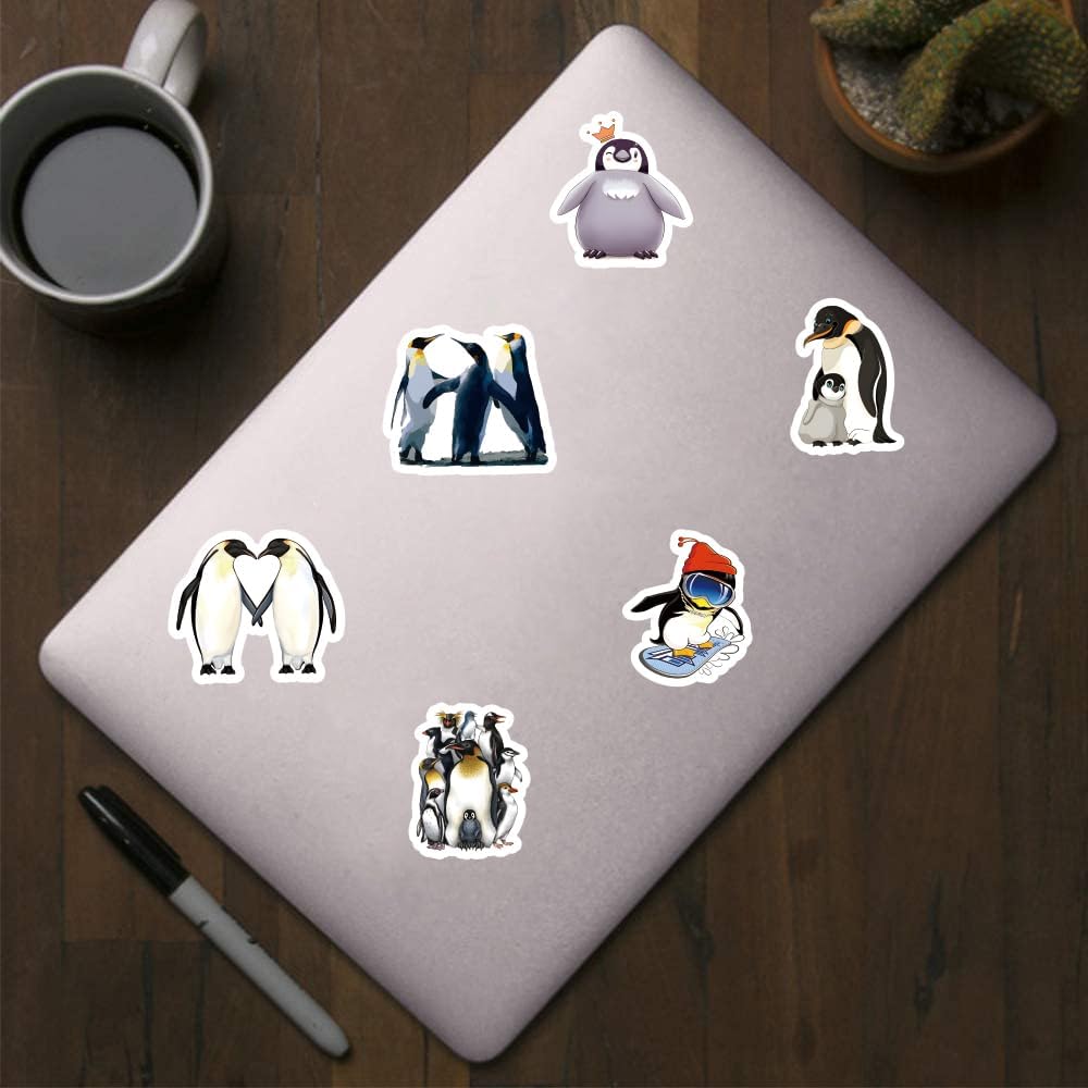 Calcomanías de pingüino (500 unidades), 10 hojas de calcomanías gráficas de estética de dibujos animados, rollo autoadhesivo para niños, niñas,