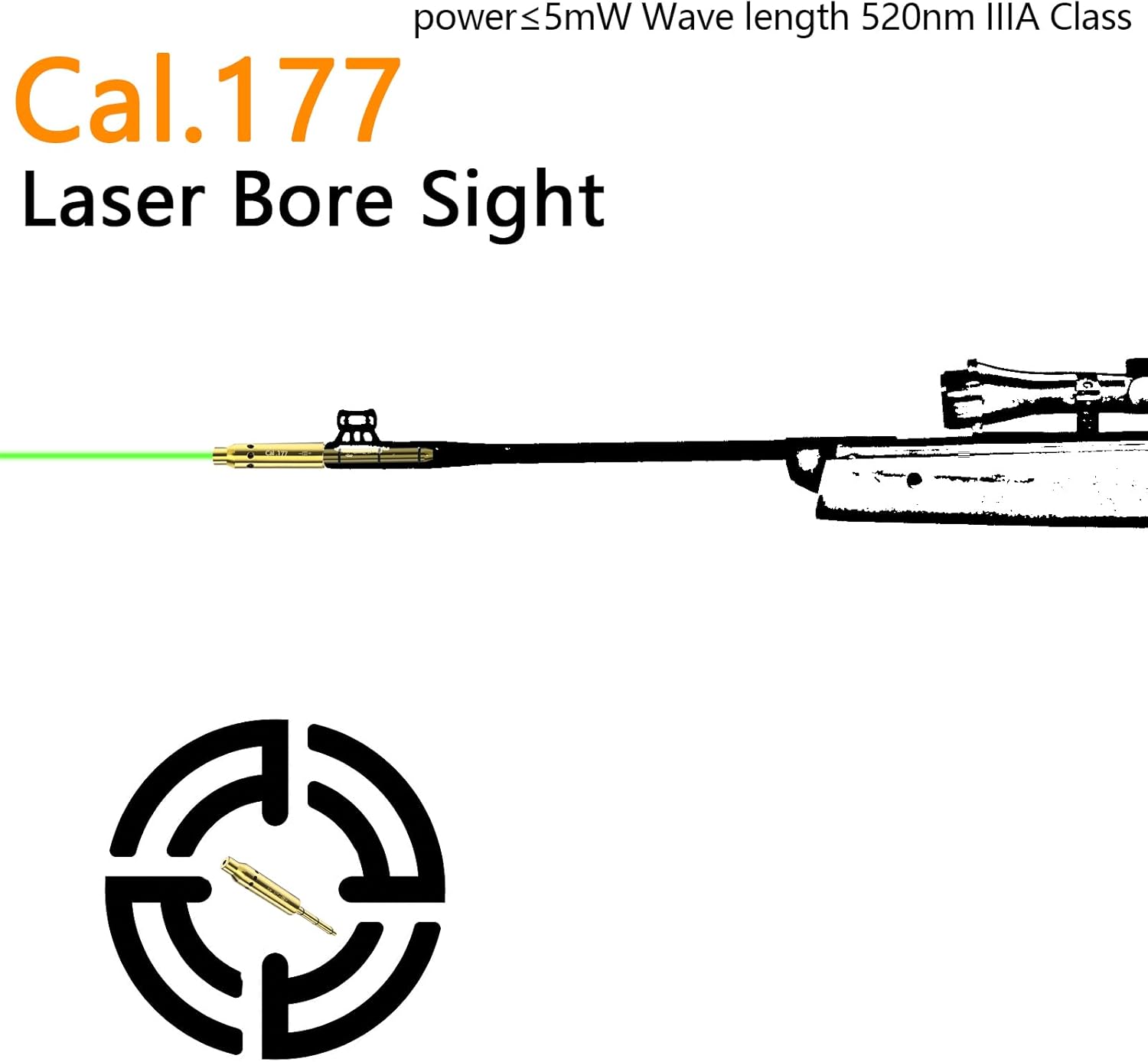 Nihowban Cal. 0.354 in38spl.357MAG 223Rem .17HMR.177CAL .22lLR Especial Green Laser Boresighter Laser Bore Sight con 6 baterías Fit Revolvers
