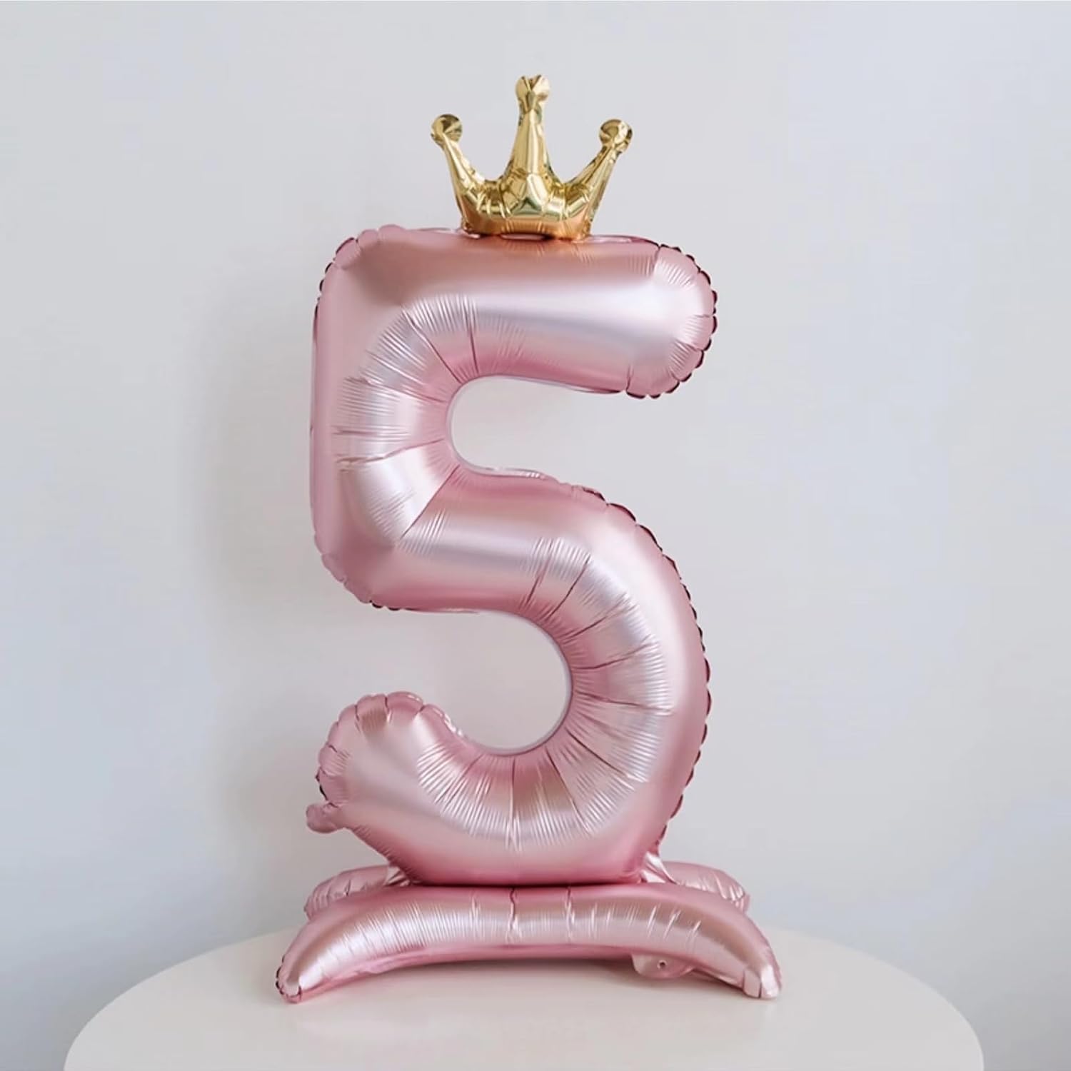 Globos de 42 pulgadas color rosa con el número 5 con corona, globos de cumpleaños número 5 para niñas, suministros de decoración de fiesta de