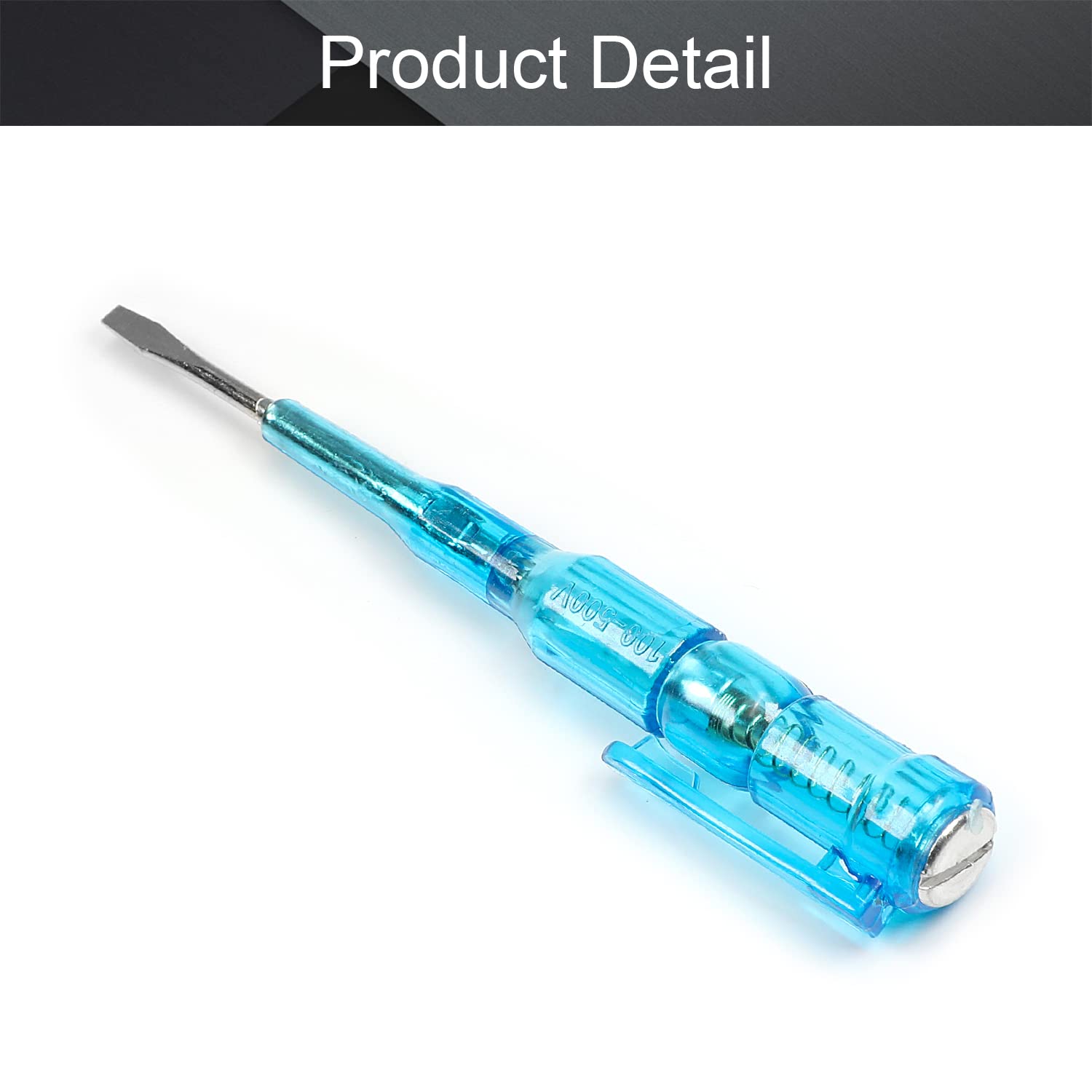 Fielect Detector de voltaje pluma de prueba Destornillador de lote de acero Destornillador Lápiz de prueba JRDB-107 ACDC 100-500V Azul Claro 1pcs