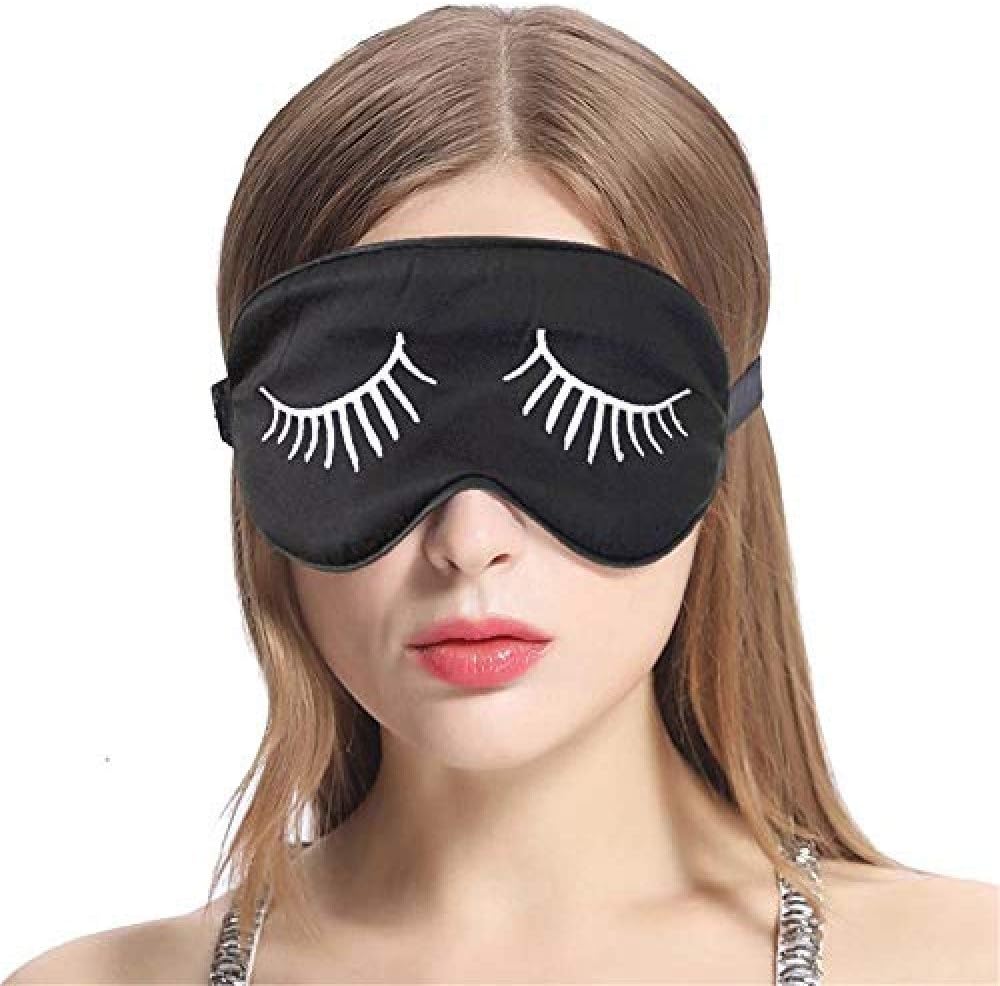 Fitglam Máscara de dormir de seda natural con tapones para los oídos, máscara para los ojos para hombres, mujeres, adolescentes, SM004-RE, Estándar,