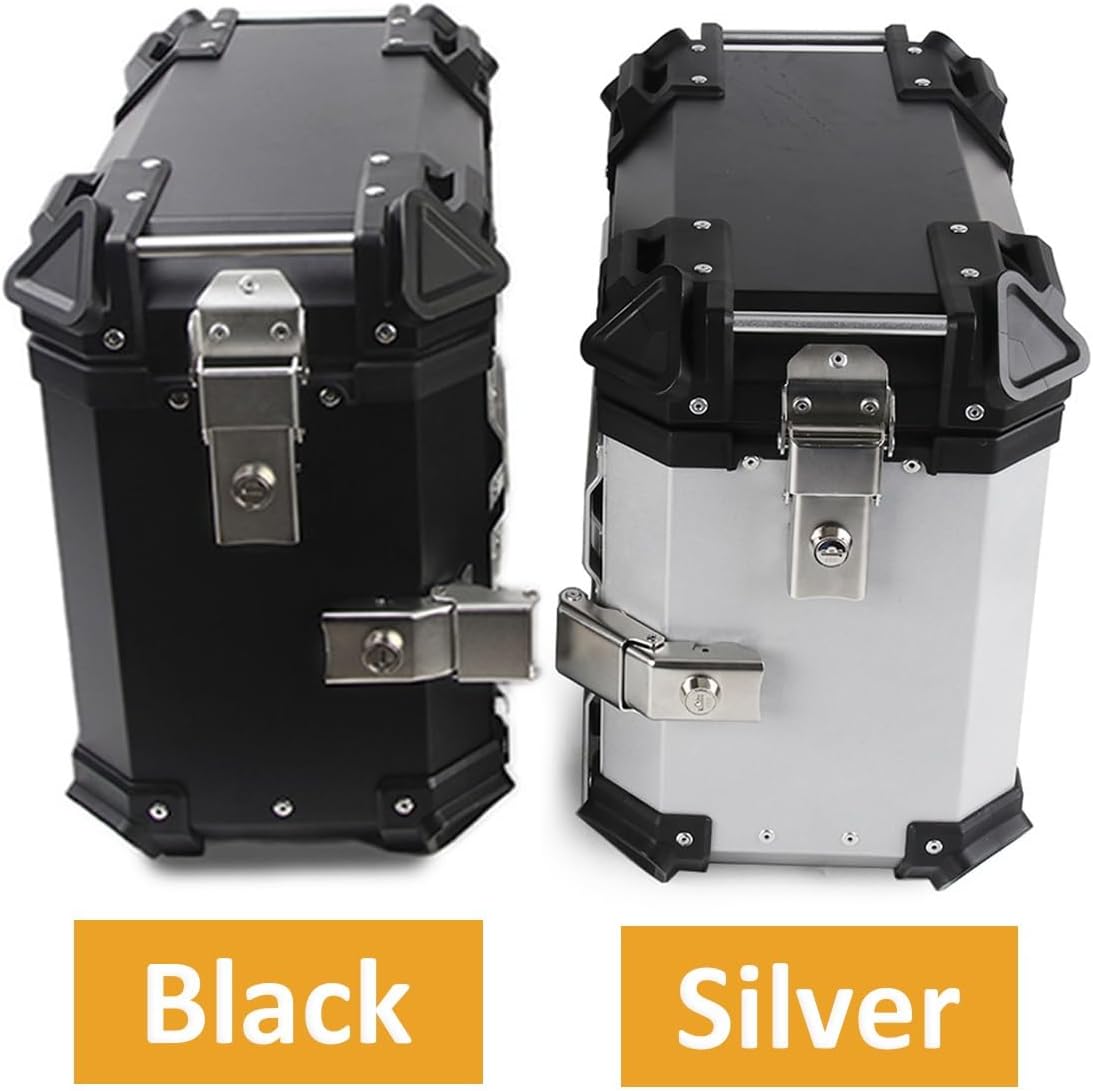 Maletas laterales para motocicleta, 38L de motocicleta de lado duro, alforjas para maletero Tour, maletín lateral negroplateado (color negro, tamaño