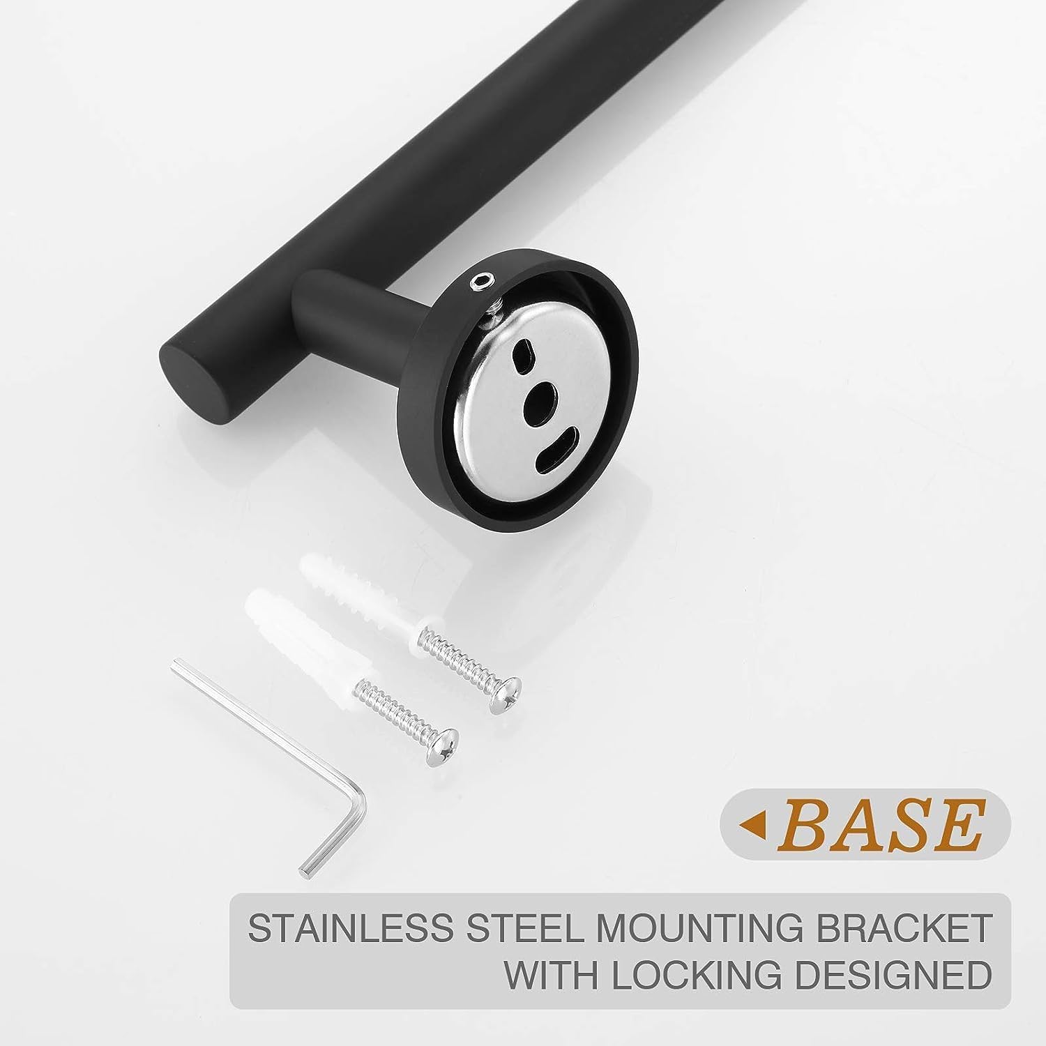 USHOWER Toallero negro mate, toallero de 24 pulgadas para baño montado en la pared, barra de toalla gruesa de acero inoxidable SUS304, decoración
