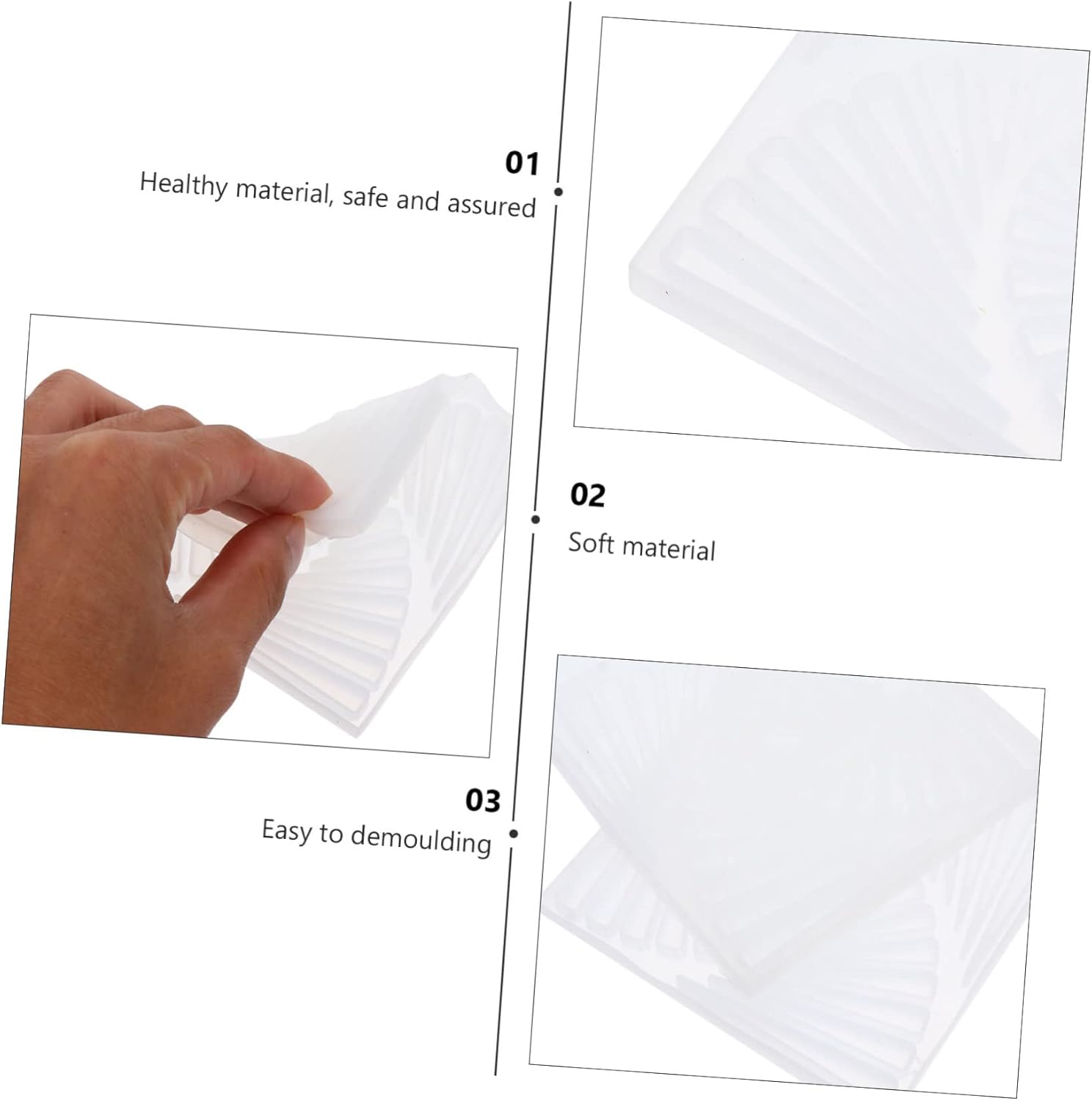 TEHAUX Juego de 2 plantillas de moldes para manualidades, portavasos, bandeja para baratijas, posavasos cuadrados, moldes de fundición epoxi, de