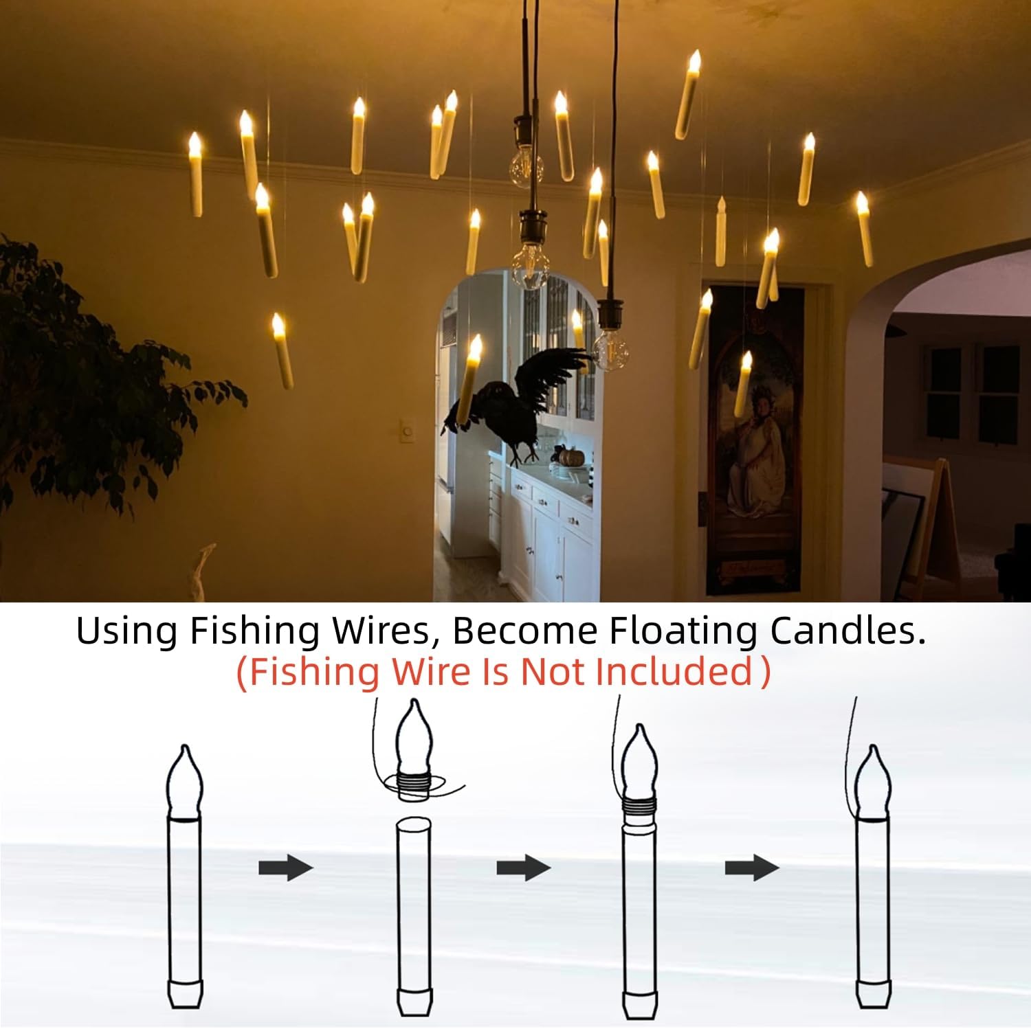 Raycare LED Flameless Taper Candles Battery Operated with Remote, Flameless Taper Window Candles Flickering Warm White Light, Set of 12 Fake Candles