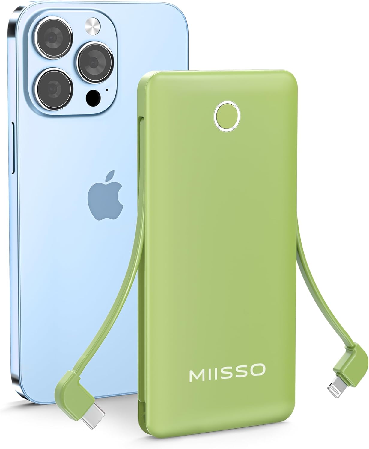 Cargador portátil delgado de 10000 mAh con cable integrado, cargador de teléfono de viaje, paquete de batería externa para teléfono, 4 salidas USB