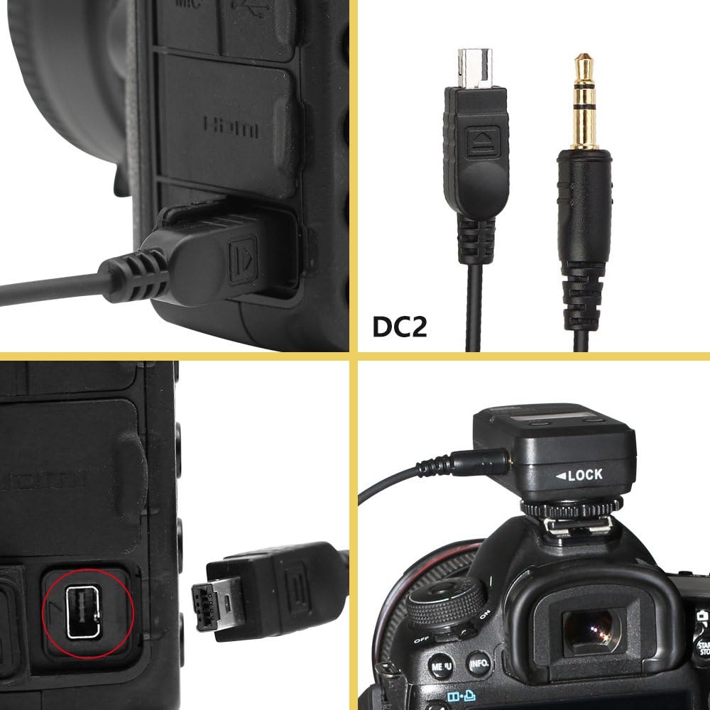 Pixel Cable de conexión para obturador de cámara de 0.138 in-DC2 compatible con cámaras Nikon Rebel PowerShot Pentax Samsung Sigma compatible con
