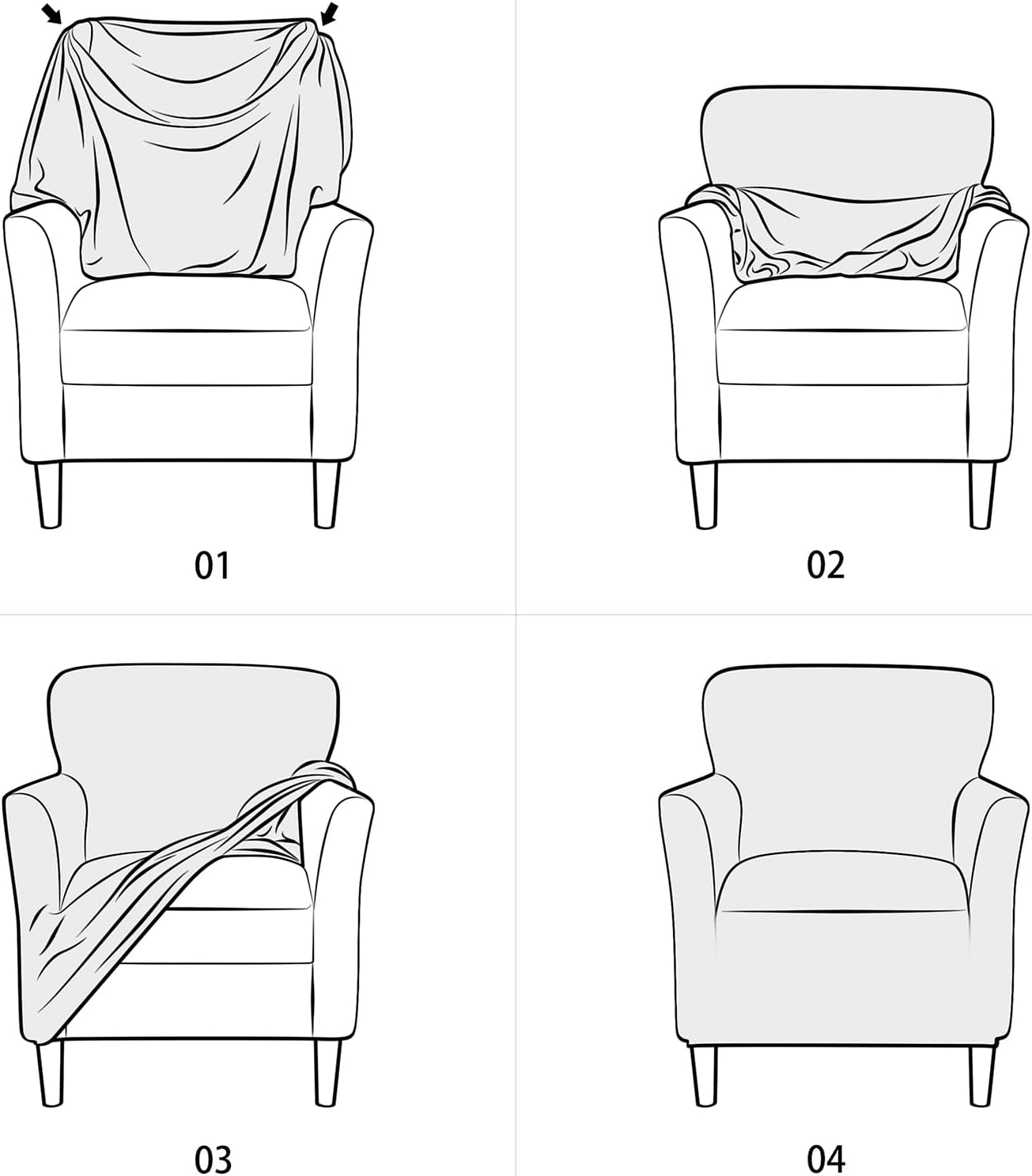LiveGo Fundas para sillón de banquete, fundas de terciopelo de lujo para silla con brazos, fundas elásticas para sillas para sala de estar, funda