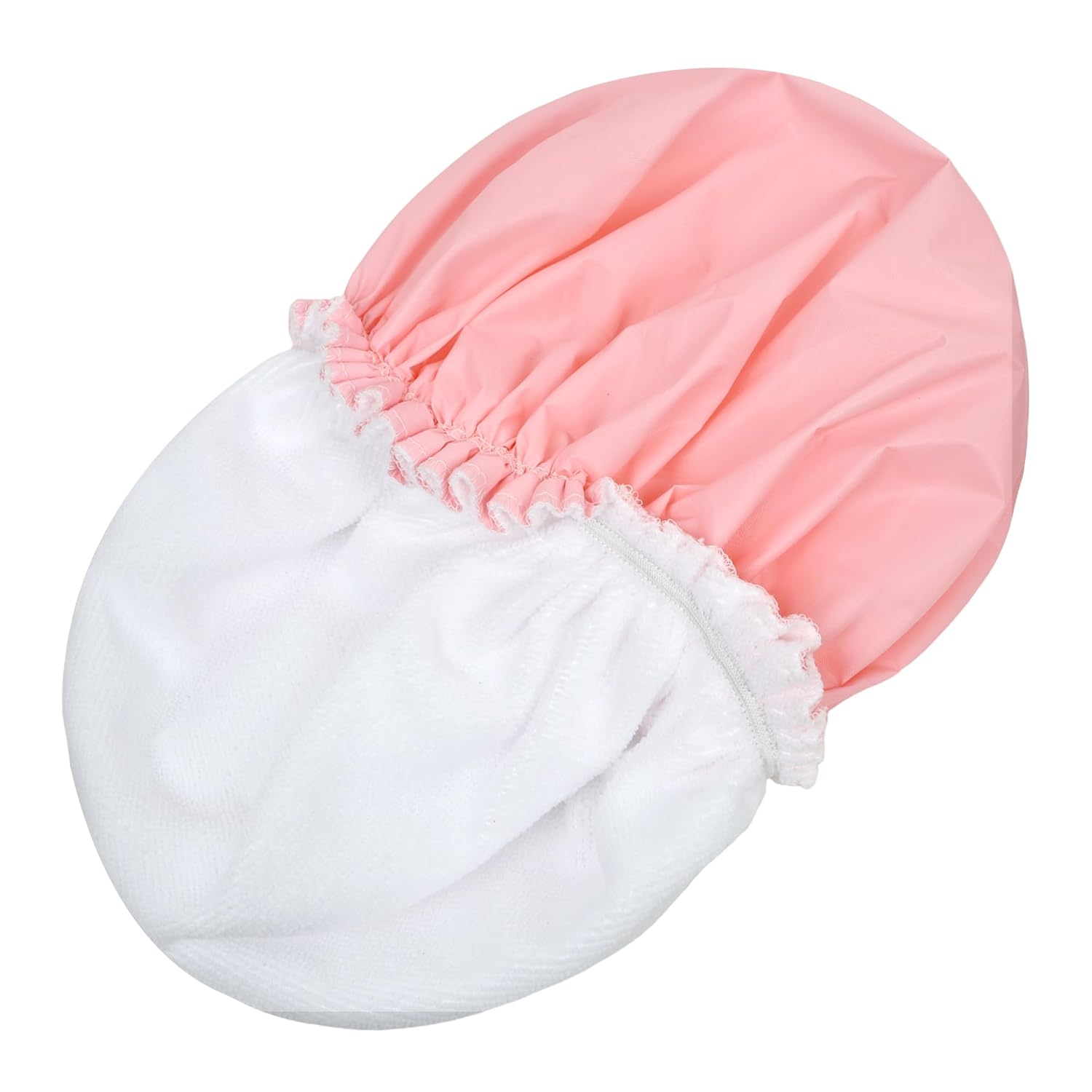 Gorros de ducha para mujer, con forro de tela de toalla de EVA, elástico y reutilizable, doble capa impermeable, gorro de ducha de baño, gorro de