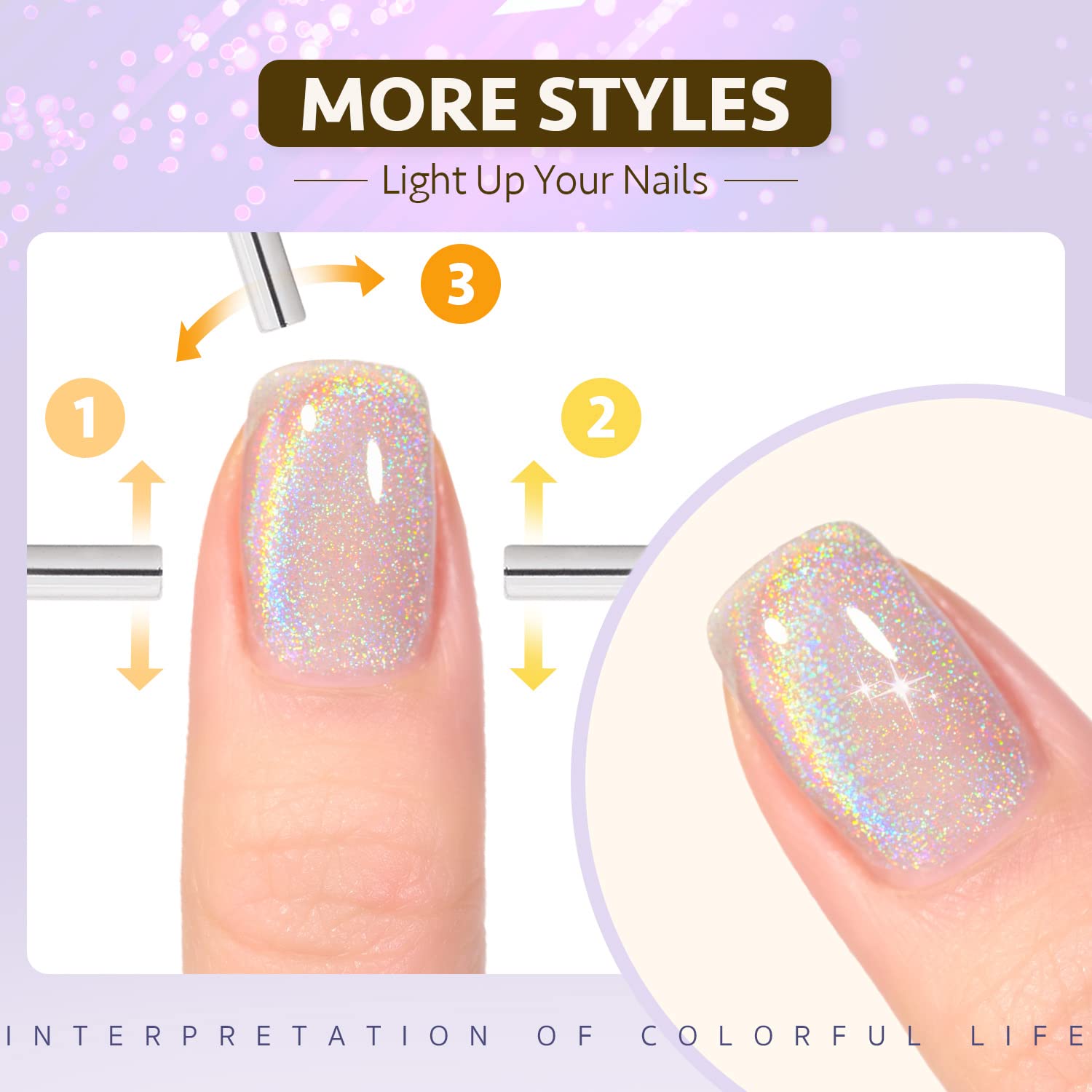 GAOY Esmalte de uñas de gel de ojo de gato, esmalte de uñas holográfico con purpurina con imán, 0.63 onzas líquidas, gel UV translúcido reflectante