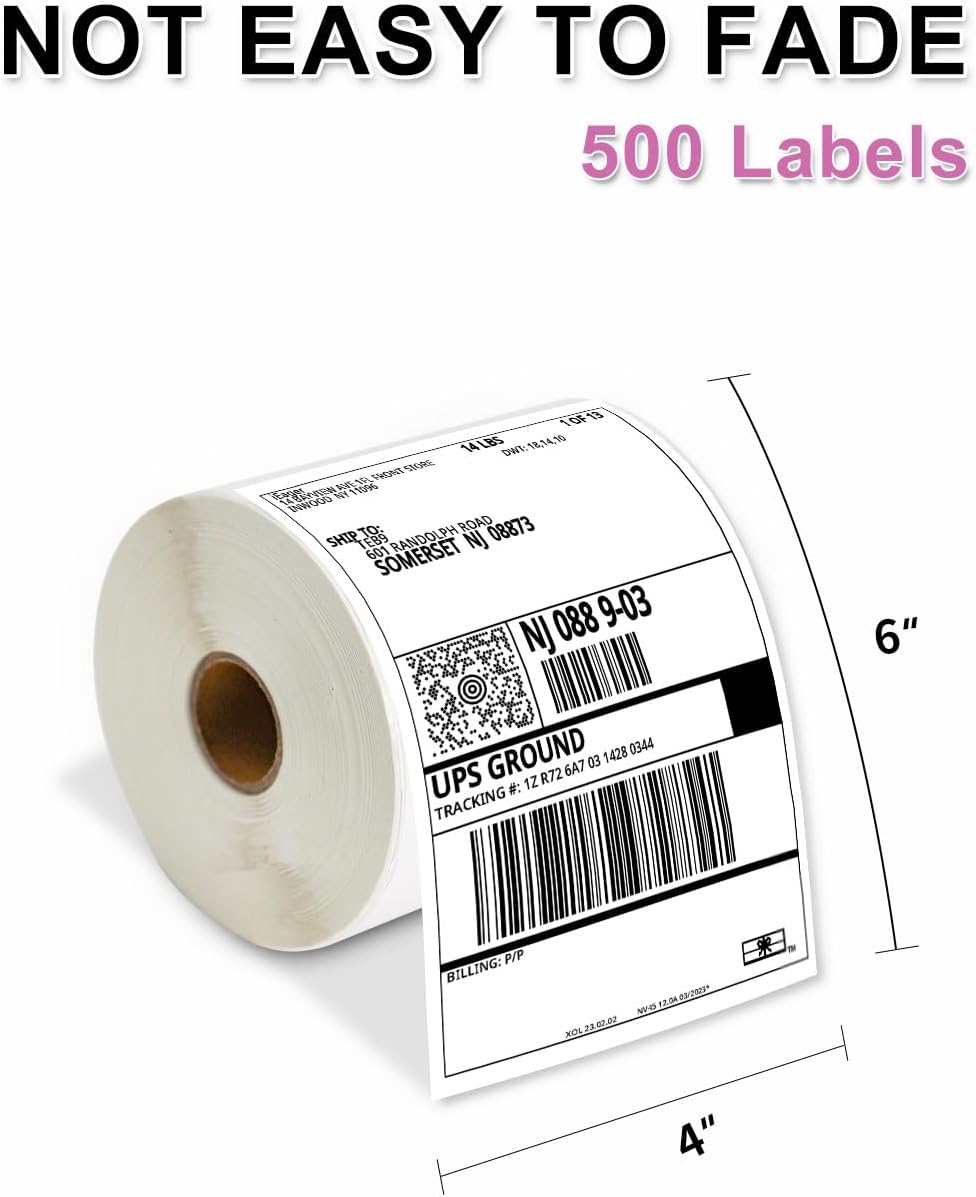 iEager Etiqueta térmica, etiquetas térmicas directas de 4 x 6 pulgadas (rollo, 500 etiquetas)