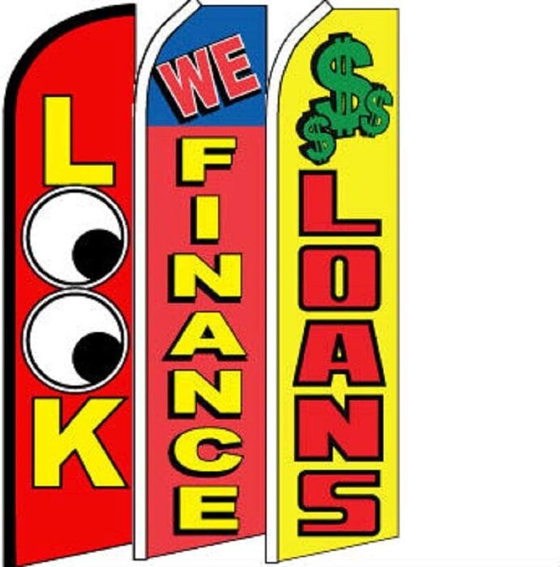 Premium 3 Pack Set Look Finance Loan #2 Swooper Windless Flag