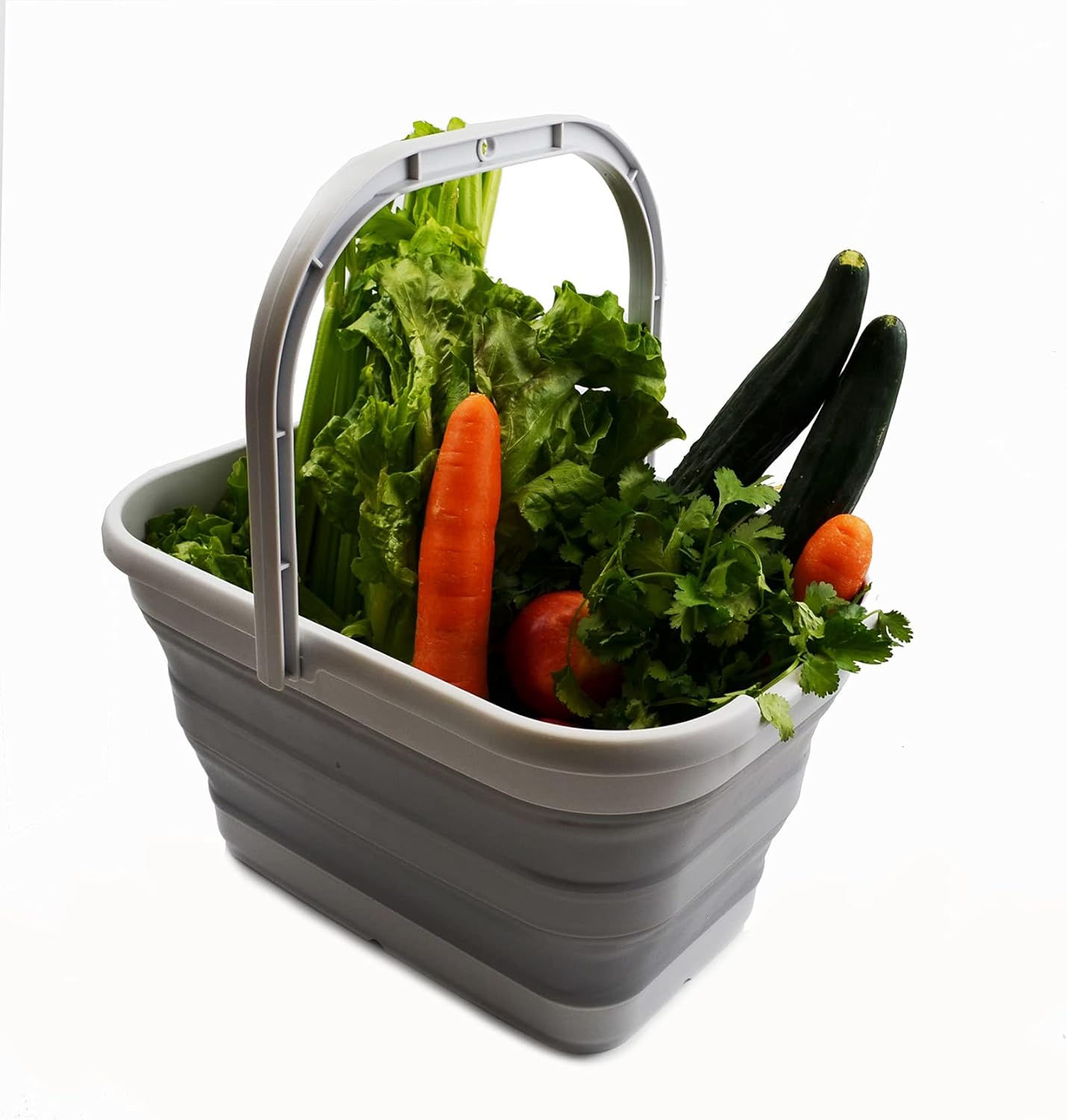 SAMMART Cubo de agua plegable rectangular de 12 litros (3.1 galones) para campamento, pesca (gris (juego de 2))