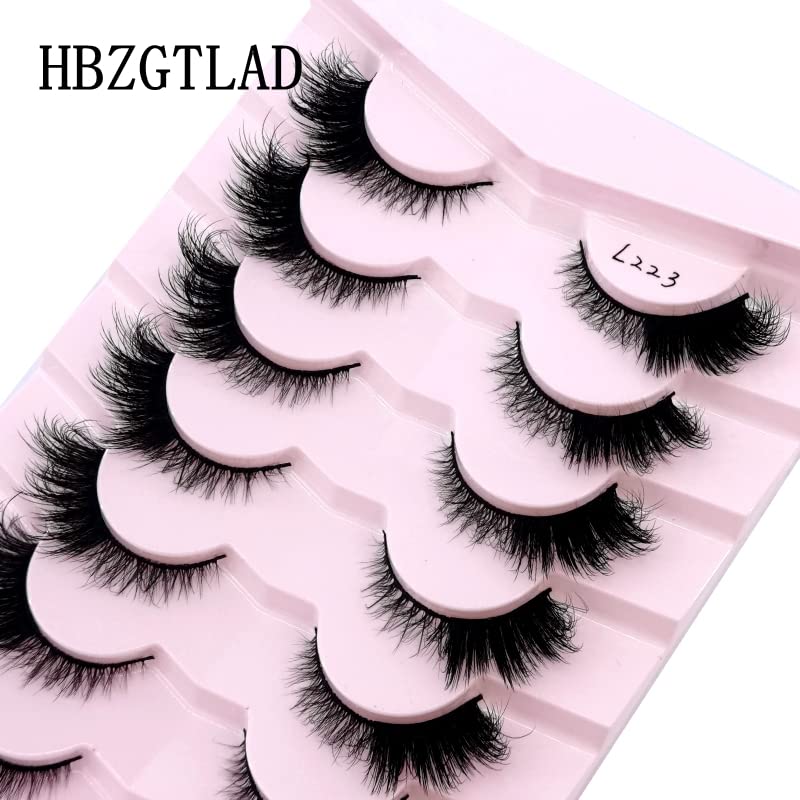 HBZGTLAD 7 pares de pestañas de 0.984 in de largo, pestañas 100% visón, pestañas postizas suaves y dramáticas, pestañas postizas gruesas
