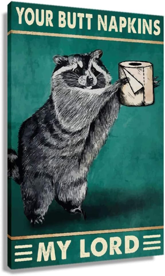 Divertida decoración de baño con la servilleta de mi manteca de cerdo, mapache de animales, impresiones artísticas de pared, cuadros contemporáneos,