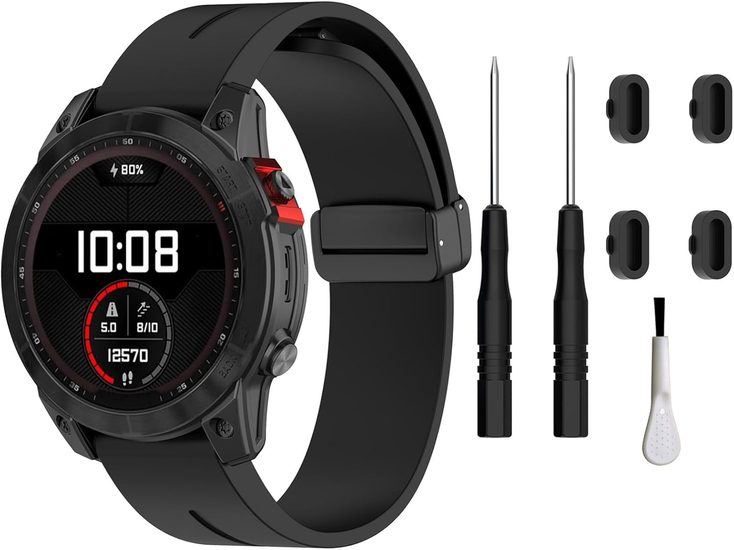 Correa de silicona de 0.866 pulgadas de ajuste rápido y fácil compatible con Garmin Fenix 5Fenix 5 PlusFenix 6Fenix 6 ProFenix 7, correa de repuesto