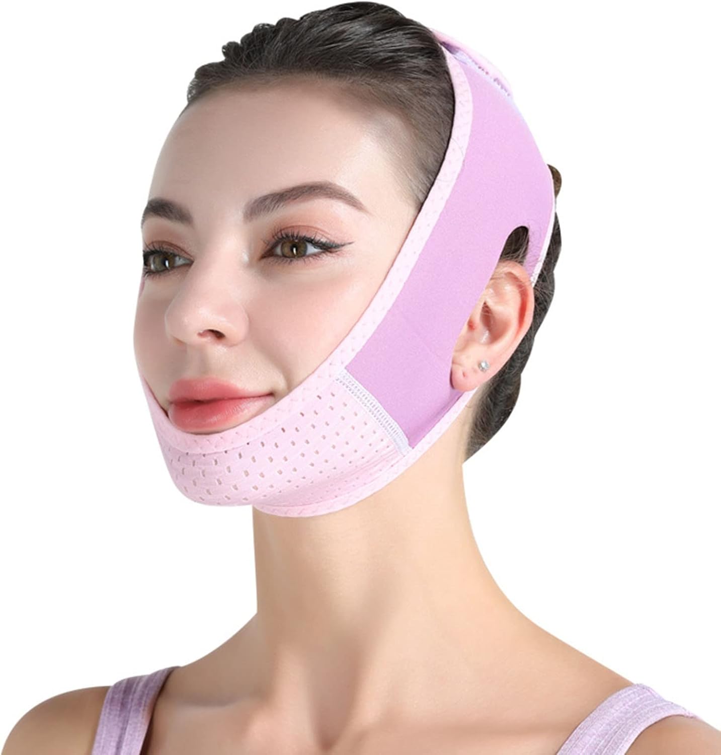 Mascarilla facial reutilizable con línea en V, vendaje de protección facial para mujer, lejos de la doble barbilla, cinturón de elevación para