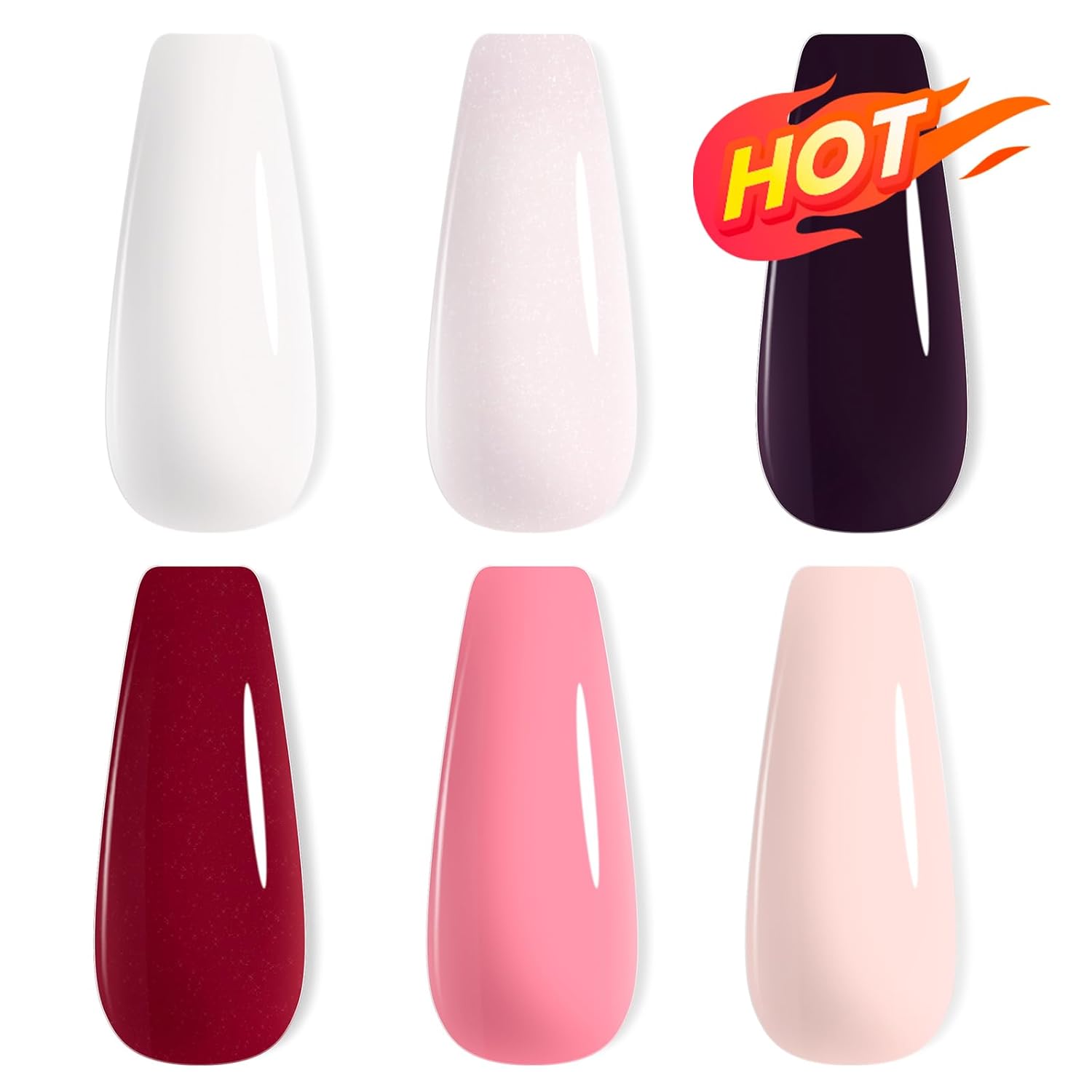 Beetles – Uñas a presión de 6 colores, 180 unidades, tamaño mediano, pegamento de 0.3 onzas fluidas (10ml) y calcomanías de uñas, reutilizables,