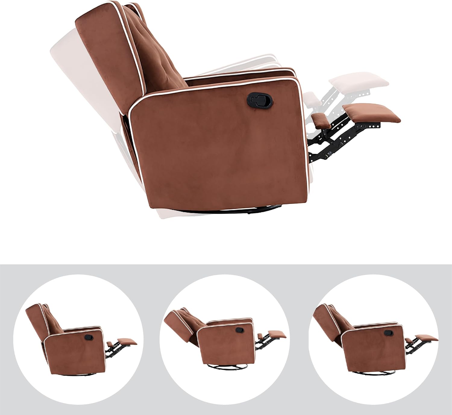 Relájate con tu bebé, relájate con estilo con Odelia reclinable giratorio de 360, silla de maternidad para lactancia materna con amortiguación de