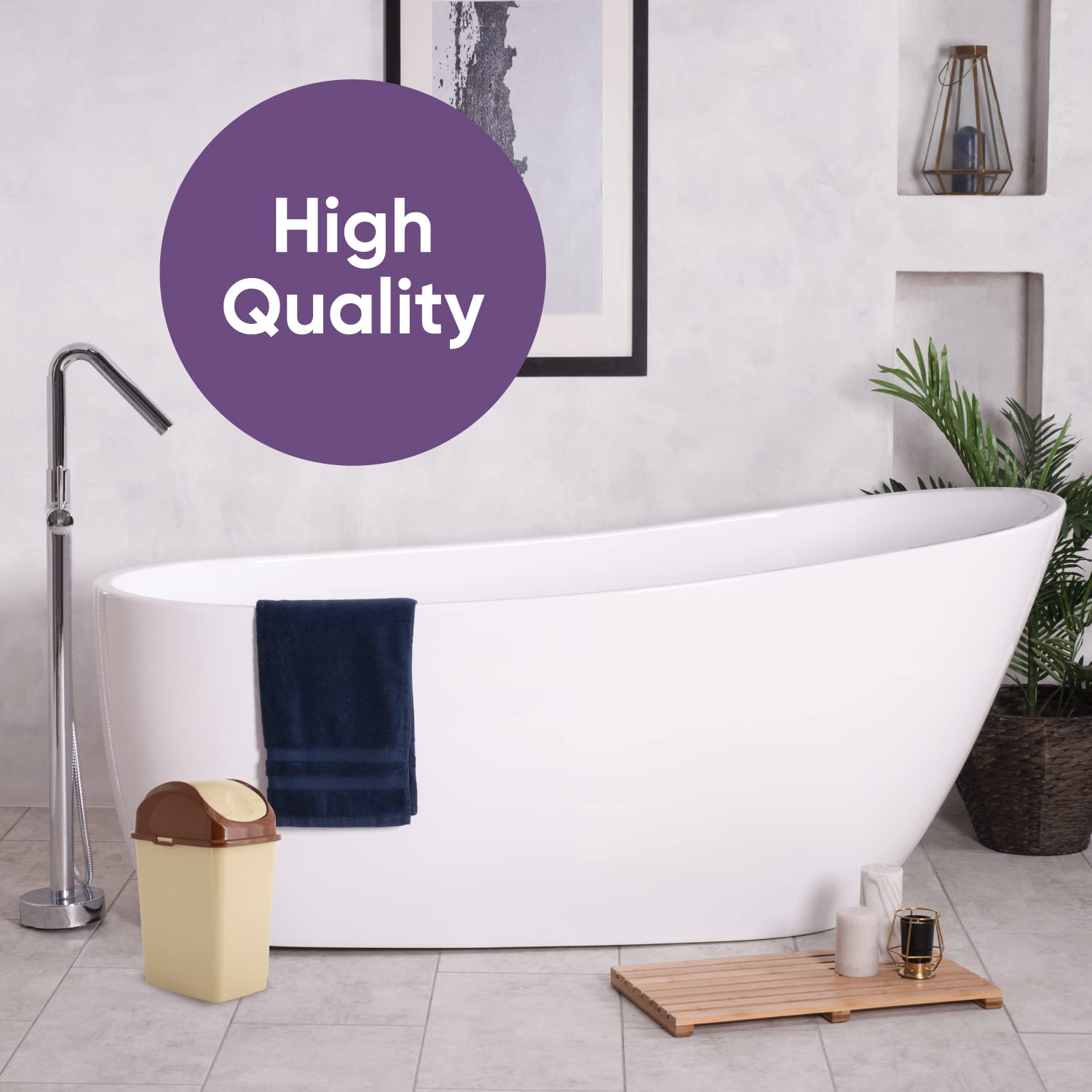 Superio Mini basurero de escritorio con tapa superior abatible, portátil, de plástico, para encimera, escritorio, tocador de maquillaje, baño,