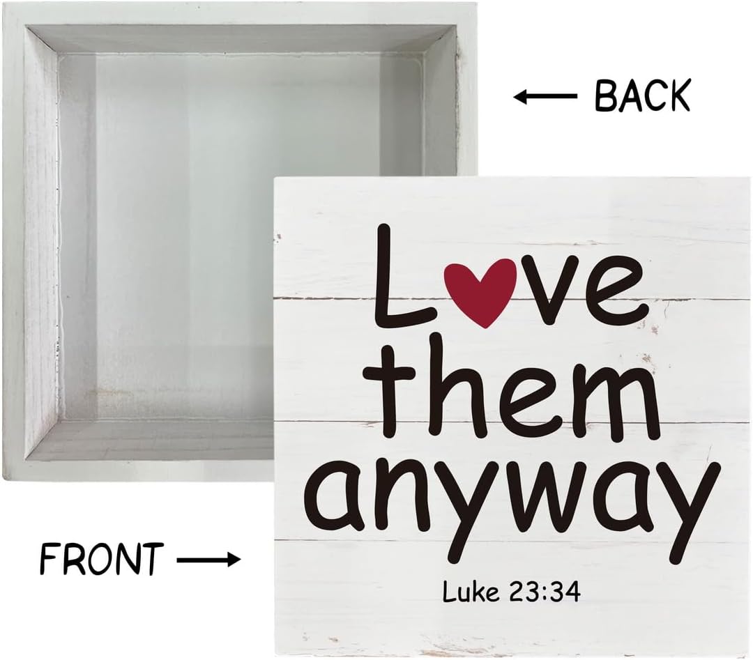 Letrero cristiano, caja de madera, decoración de escritorio, letrero de escritura positiva, decoración de mesa decorativa, letrero familiar,