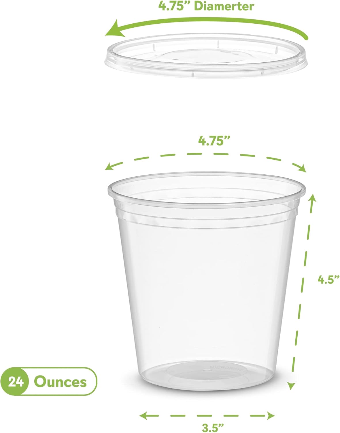 Elegant Disposables 24 onzas  24 juegos de recipientes de plástico para almacenamiento de alimentos con tapas flexibles herméticas para microondas,