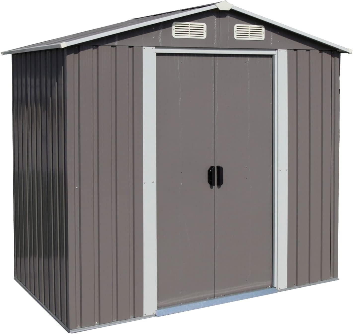 Kinsuite Cobertizo de almacenamiento para exteriores de 6 x 4 pies, cobertizo de herramientas de acero galvanizado para patio, jardín, césped, casa